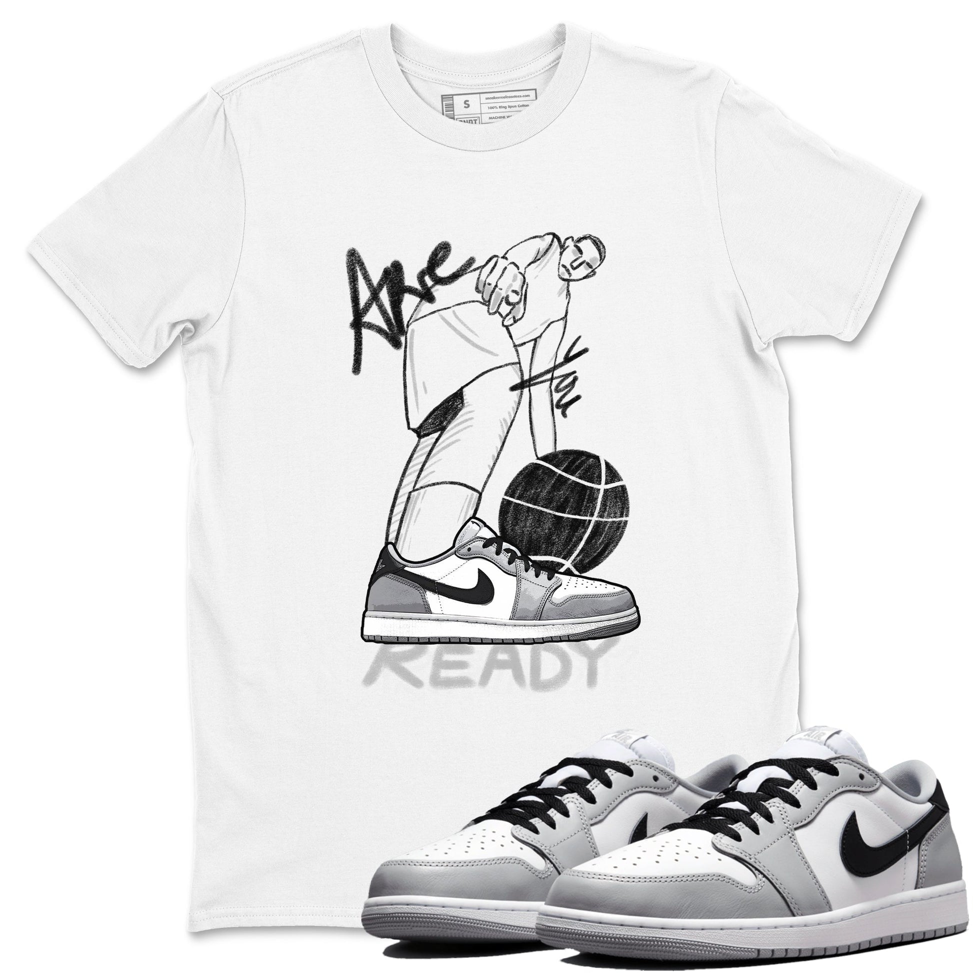 AJ1 Wolf Grey shirts to match jordans Are You Ready sneaker match tees Air Jordan 1 Wolf Grey SNRT Sneaker Tees streetwear brand White 1 unisex cotton tee