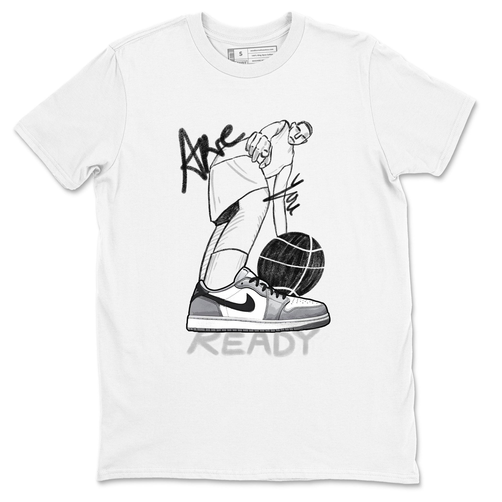 AJ1 Wolf Grey shirts to match jordans Are You Ready sneaker match tees Air Jordan 1 Wolf Grey SNRT Sneaker Tees streetwear brand White 2 unisex cotton tee