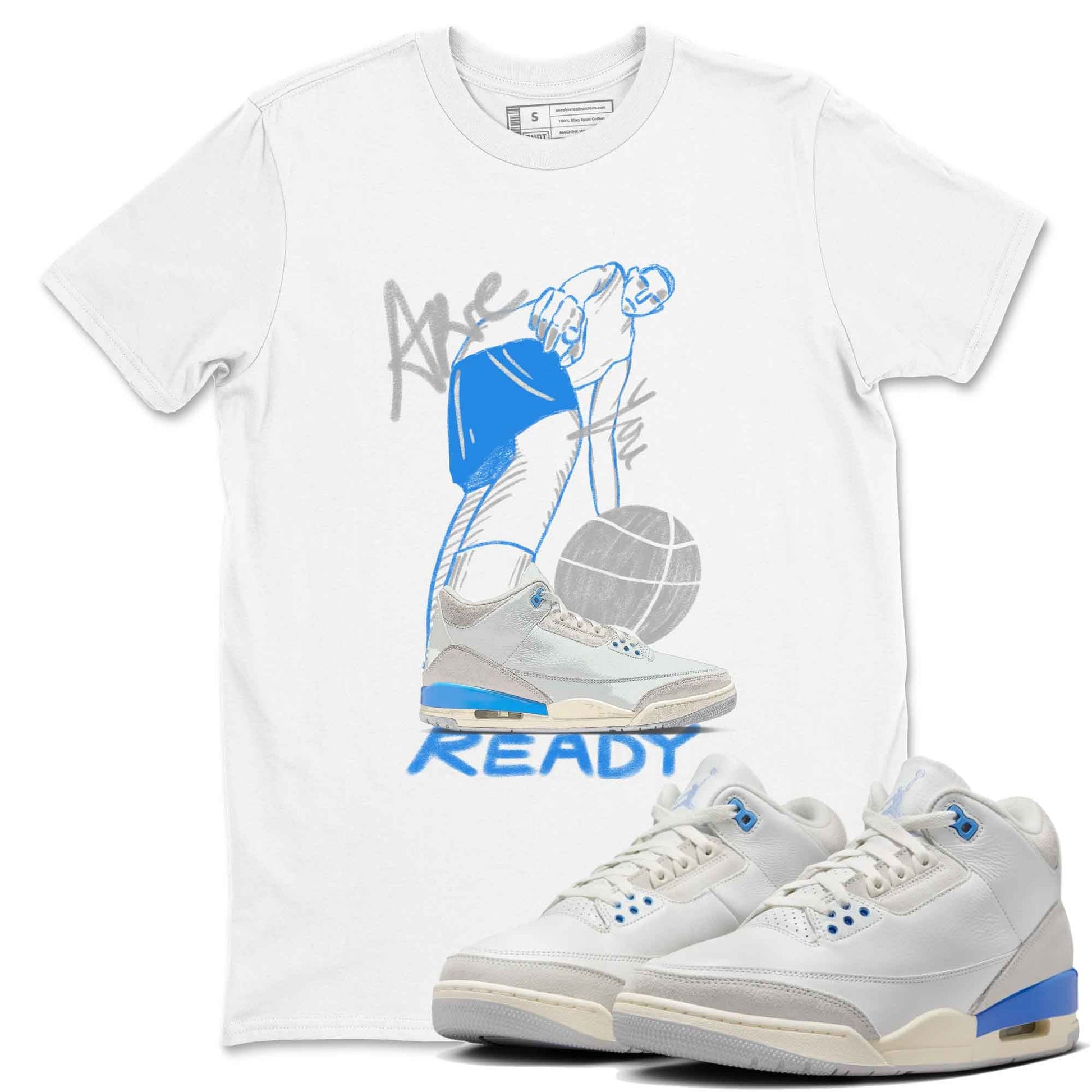 3s Lucky Shorts shirts to match jordans Are You Ready best t shirts to wear with jordans Air Jordan 3 Lucky Shorts match shoes to clothes SNRT Sneaker Tees unisex cotton White 1 shirts