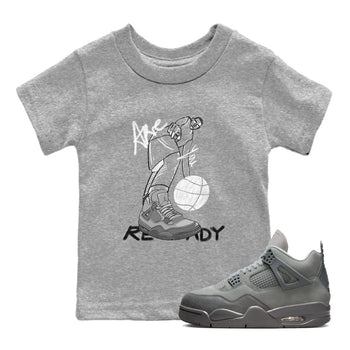 4s Wet Cement shirts to match jordans Are You Ready sneaker match tees Air Jordan 4 SE Wet Cement SNRT Sneaker Release Tees Youth Baby Heather Grey 1 crew neck shirts