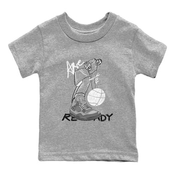 4s Wet Cement shirts to match jordans Are You Ready sneaker match tees Air Jordan 4 SE Wet Cement SNRT Sneaker Release Tees Youth Baby Heather Grey 2 crew neck shirts