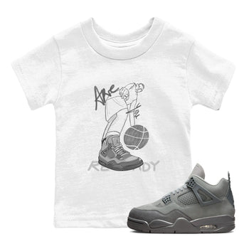 4s Wet Cement shirts to match jordans Are You Ready sneaker match tees Air Jordan 4 SE Wet Cement SNRT Sneaker Release Tees Youth Baby White 1 crew neck shirts