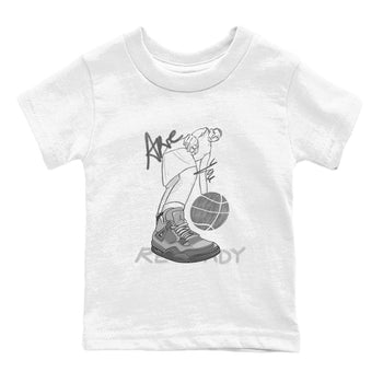 4s Wet Cement shirts to match jordans Are You Ready sneaker match tees Air Jordan 4 SE Wet Cement SNRT Sneaker Release Tees Youth Baby White 2 crew neck shirts