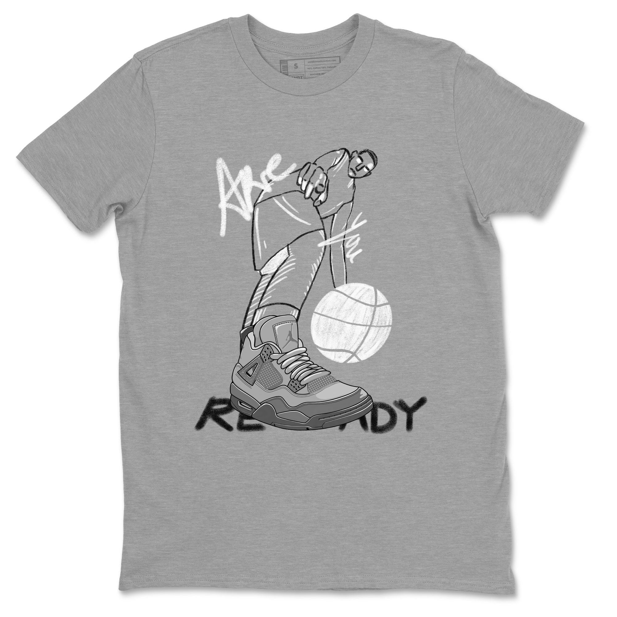 4s Wet Cement shirts to match jordans Are You Ready sneaker match tees Air Jordan 4 SE Wet Cement SNRT Sneaker Release Tees unisex cotton Heather Grey 2 crew neck shirts