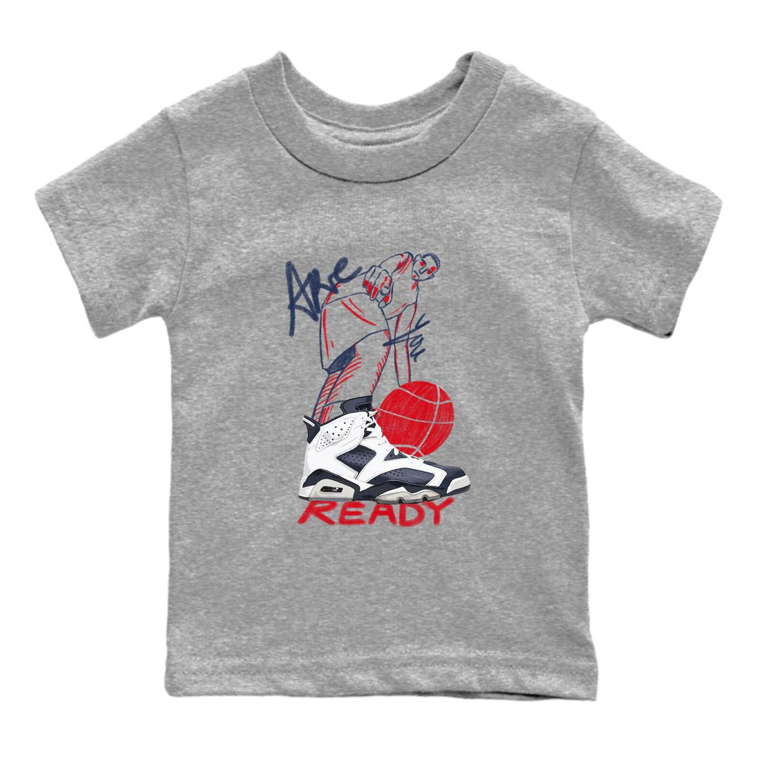 6s Olympic shirts to match jordans Are You Ready sneaker match tees Air Jordan 6 Olympic SNRT Sneaker Tees streetwear brand Baby and Youth Heather Grey 2 cotton tee