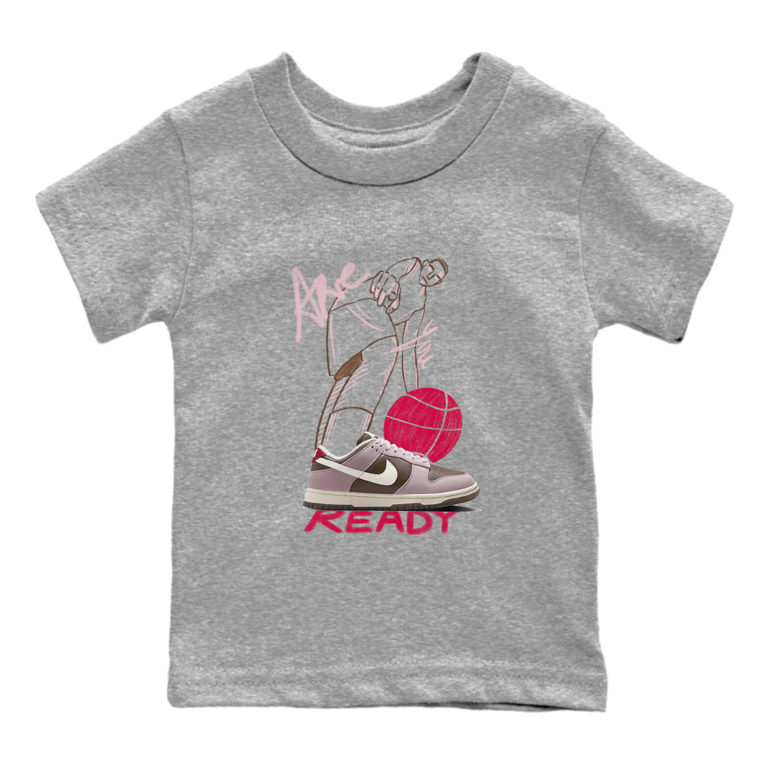 Dunk Cacao Wow And Pink Foam shirts to match jordans Are You Ready sneaker match tees Dunk Cacao Wow And Pink Foam SNRT Sneaker Tees streetwear brand Baby and Youth Heather Grey 2 cotton tee