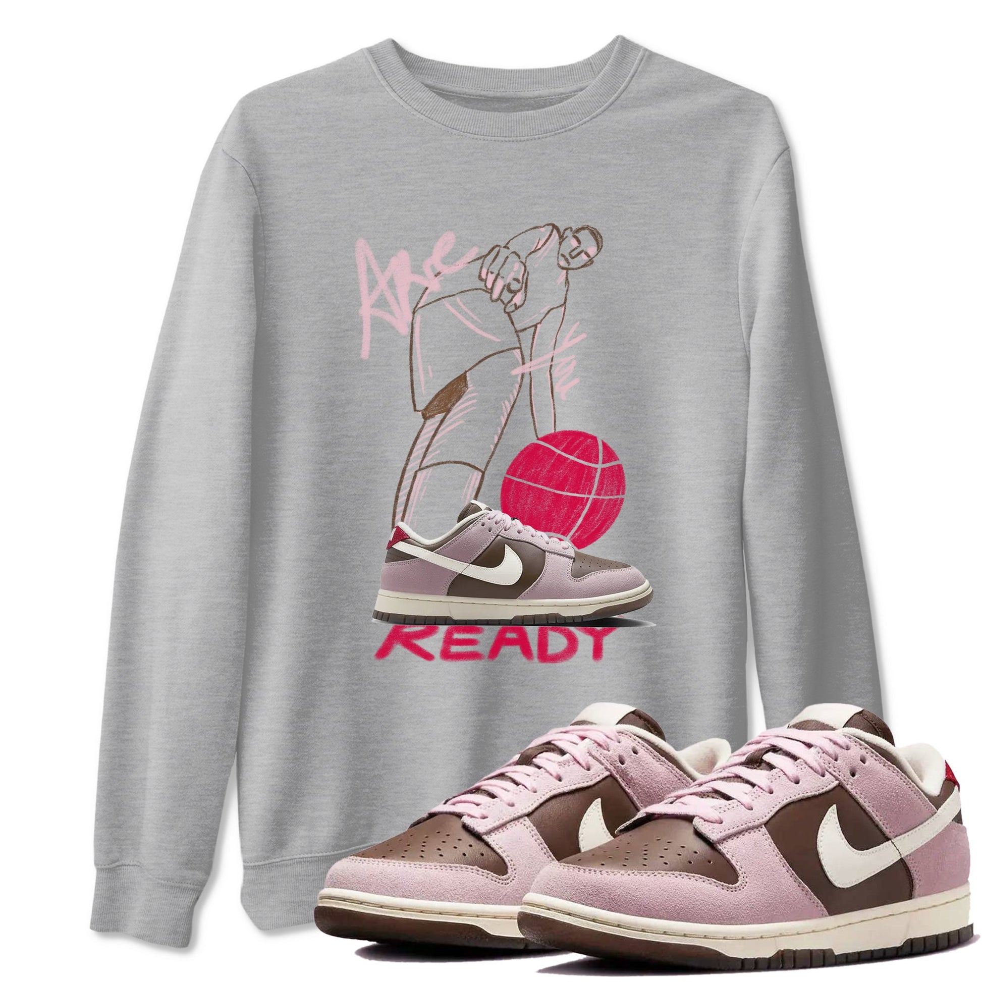 Dunk Cacao Wow And Pink Foam shirts to match jordans Are You Ready sneaker match tees Dunk Cacao Wow And Pink Foam SNRT Sneaker Tees streetwear brand Heather Grey 1 unisex cotton tee
