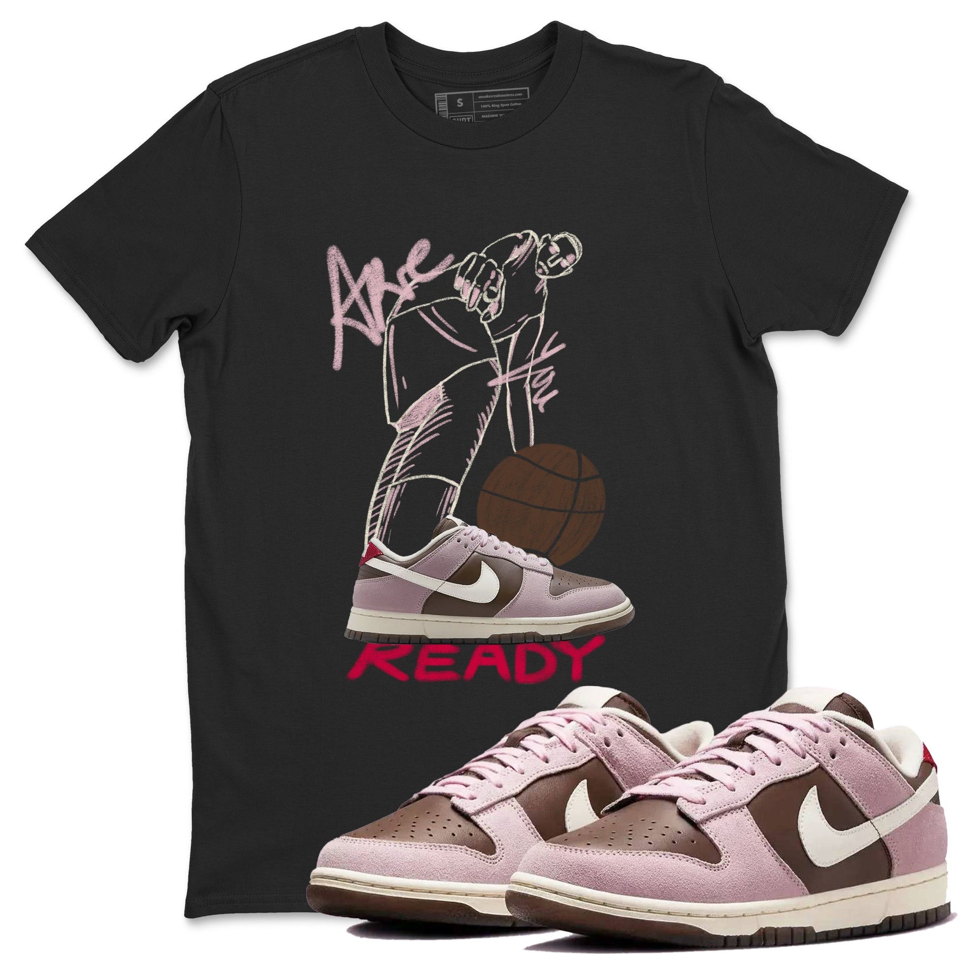 Dunk Cacao Wow And Pink Foam shirts to match jordans Are You Ready sneaker match tees Dunk Cacao Wow And Pink Foam SNRT Sneaker Tees streetwear brand Black 1 unisex cotton tee