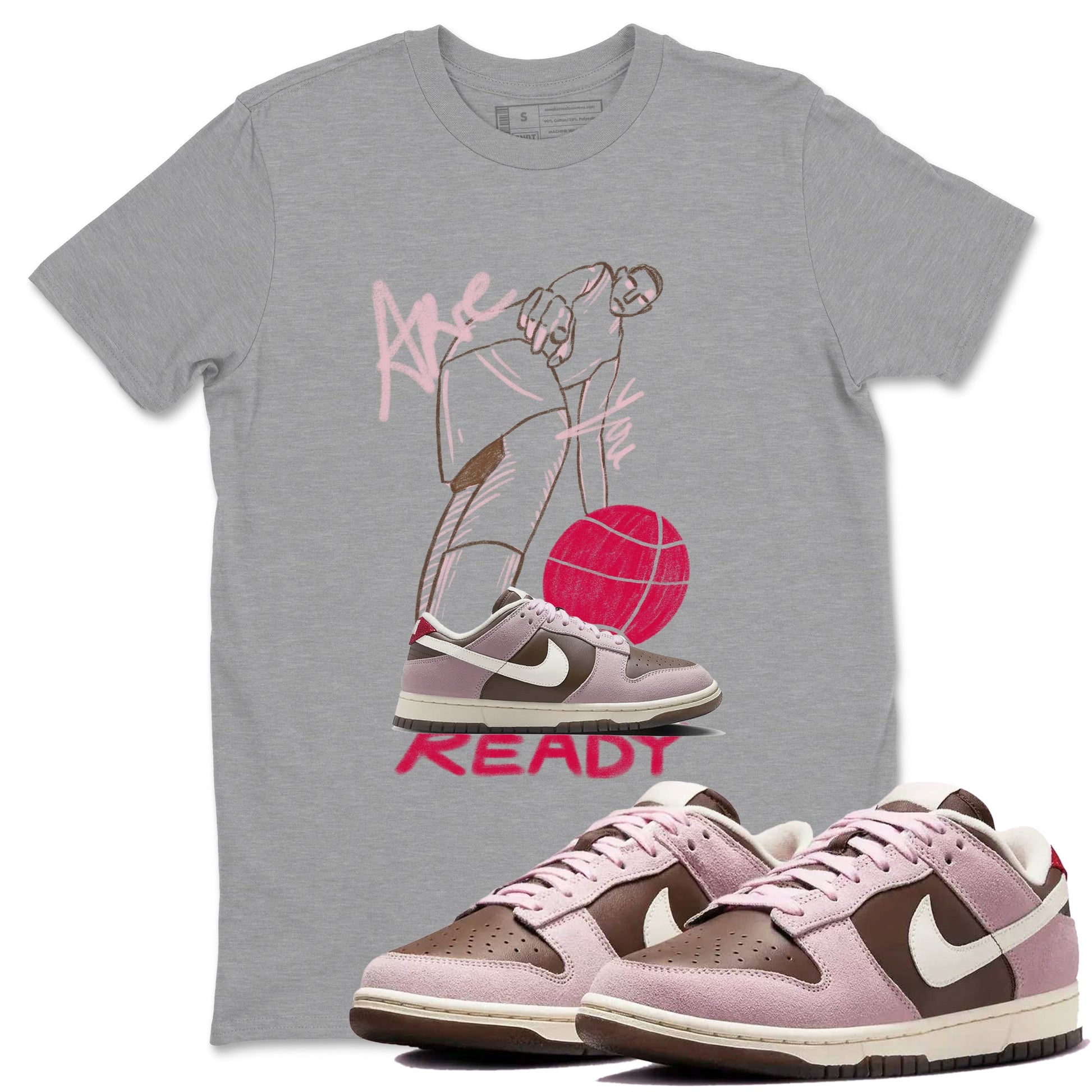 Dunk Cacao Wow And Pink Foam shirts to match jordans Are You Ready sneaker match tees Dunk Cacao Wow And Pink Foam SNRT Sneaker Tees streetwear brand Heather Grey 1 unisex cotton tee