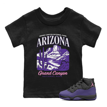 Sneaker match tees – Sneaker Tees To Match Air Jordan 11 Canyon Purple Shoes – Arizona Landscape Kids T-Shirt Black 1