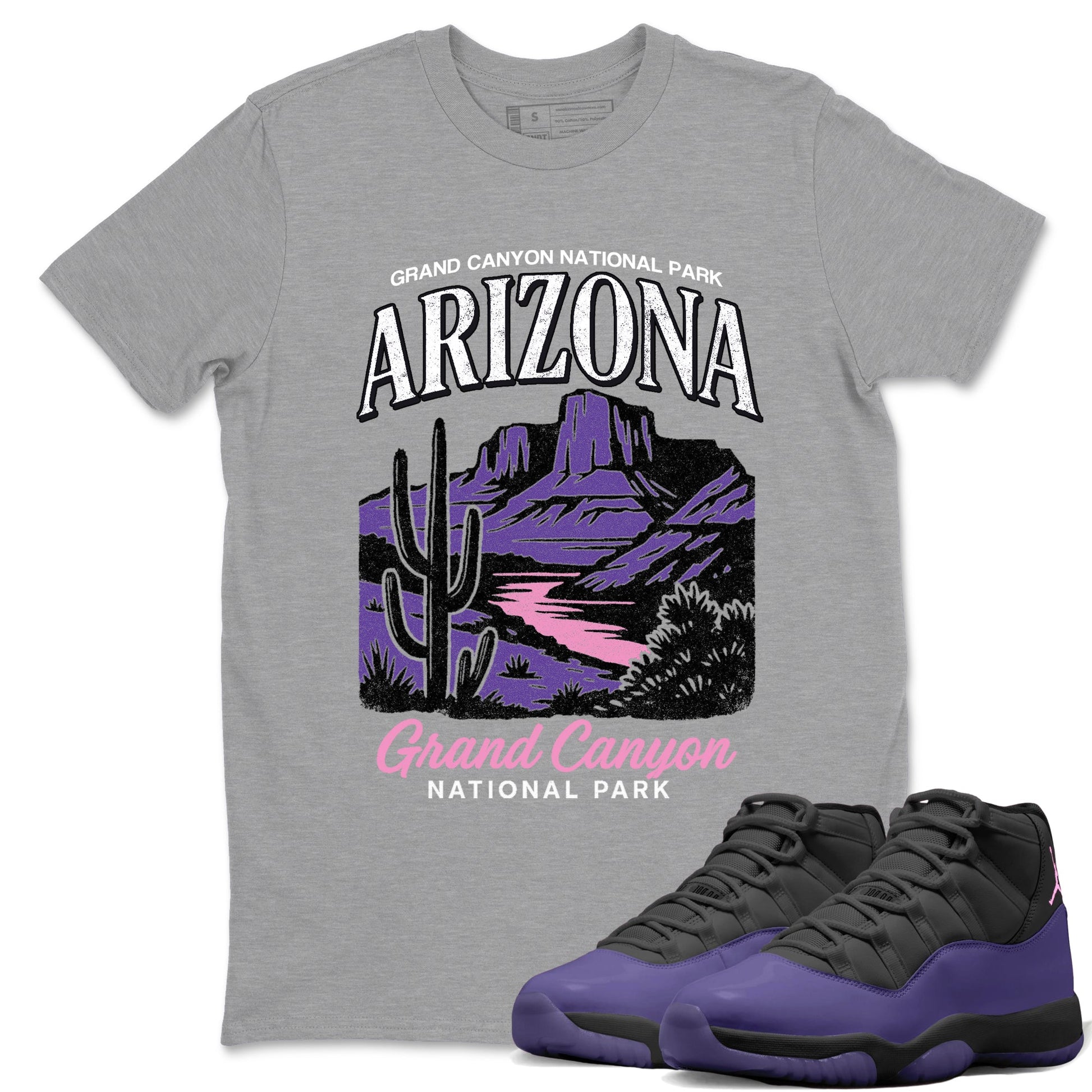 Sneaker match tees – Sneaker Tees To Match Air Jordan 11 Canyon Purple Shoes – Arizona Landscape Tee Heather Grey 1
