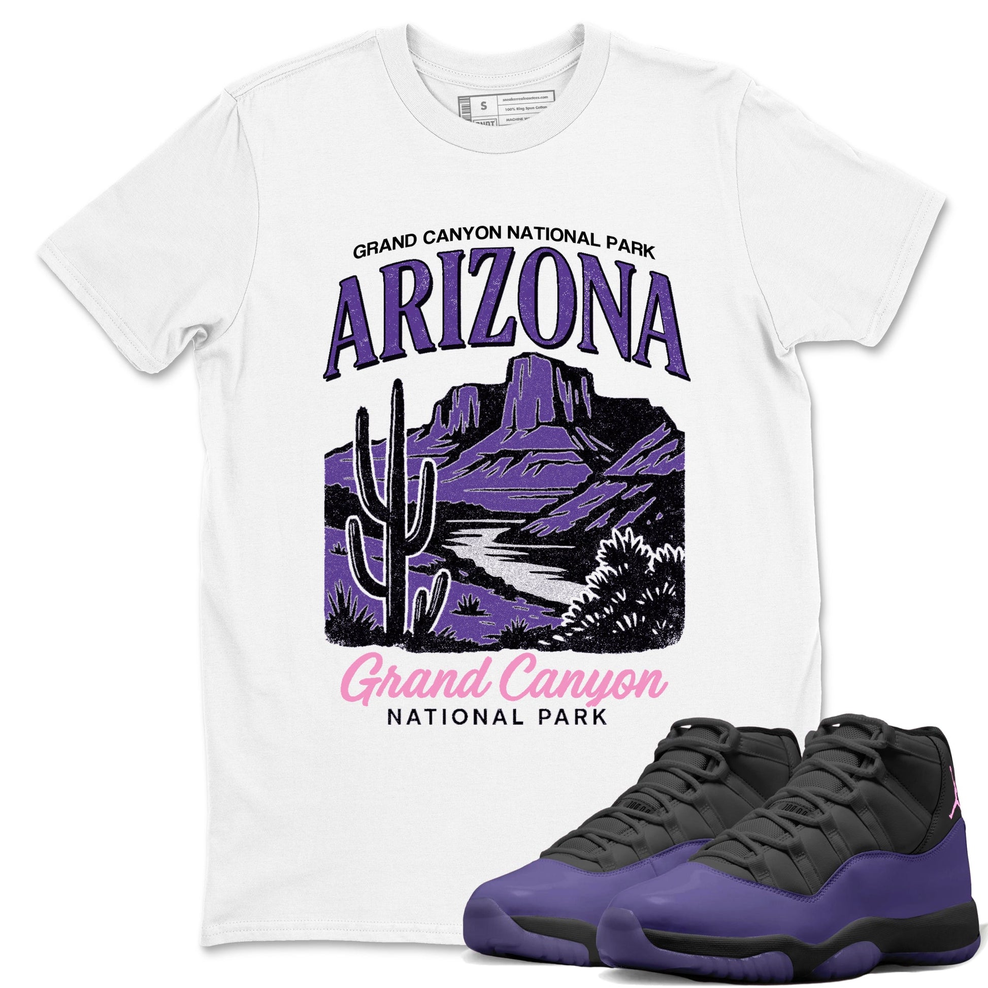Sneaker match tees – Sneaker Tees To Match Air Jordan 11 Canyon Purple Shoes – Arizona Landscape Tee White 1