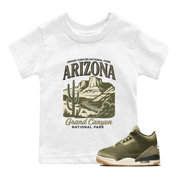 Sneaker match tees – Sneaker Tees To Match Air Jordan 3 Family Affair Shoes – Arizona Landscape Kids T-Shirt White 1