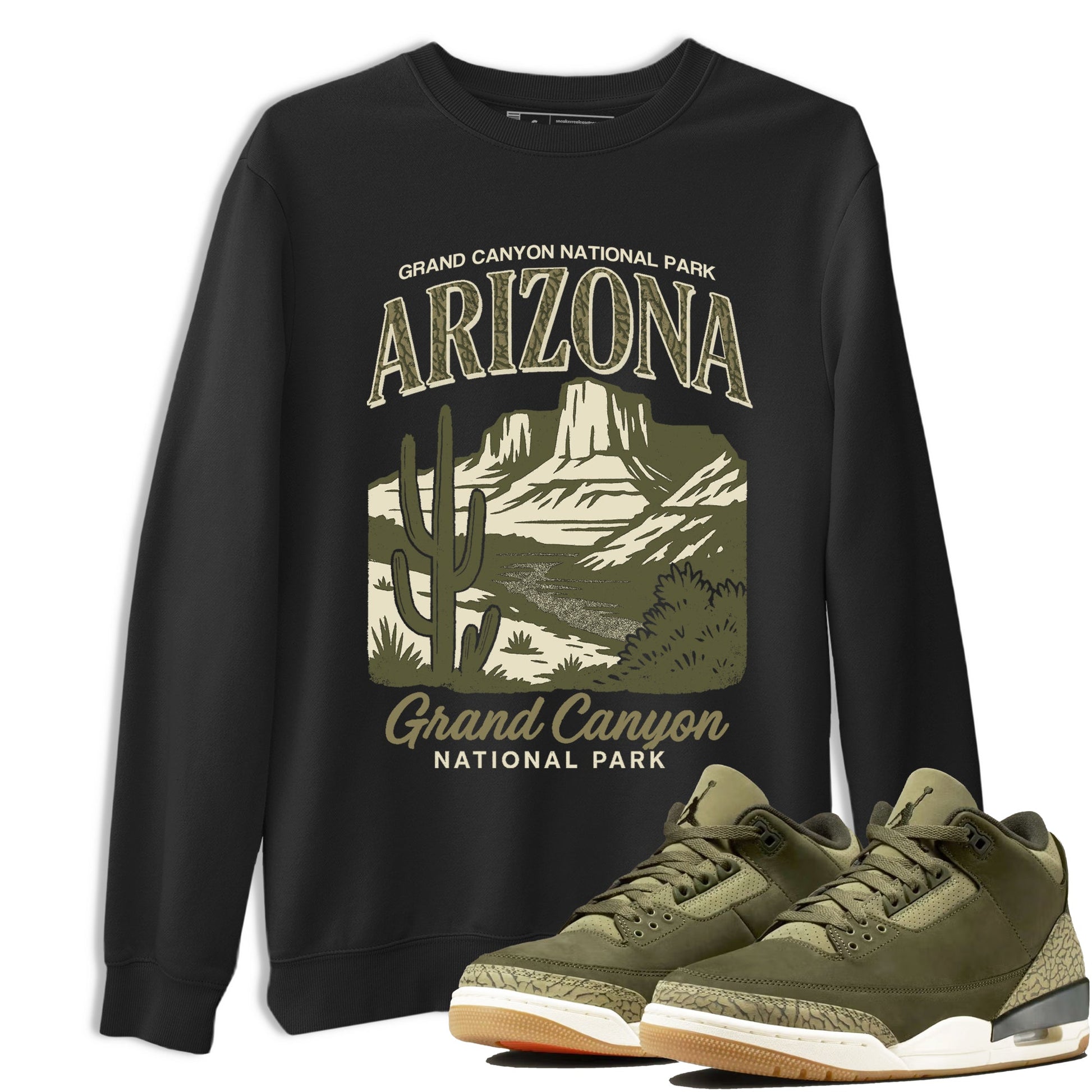 Sneaker match tees – Sneaker Tees To Match Air Jordan 3 Family Affair Shoes – Arizona Landscape Tee Black 1