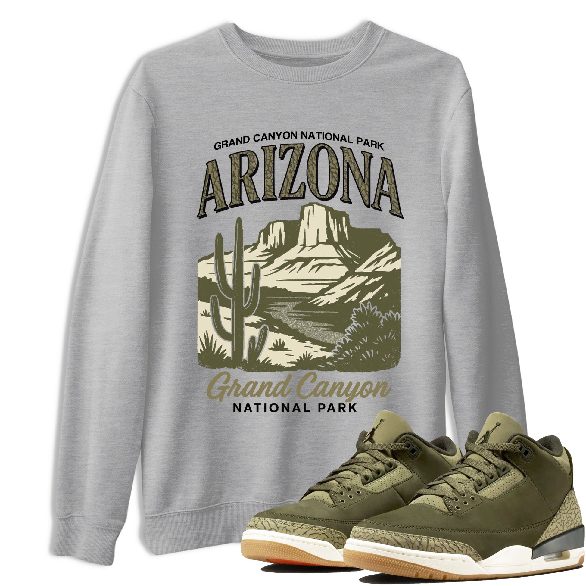 Sneaker match tees – Sneaker Tees To Match Air Jordan 3 Family Affair Shoes – Arizona Landscape Tee Heather Grey 1
