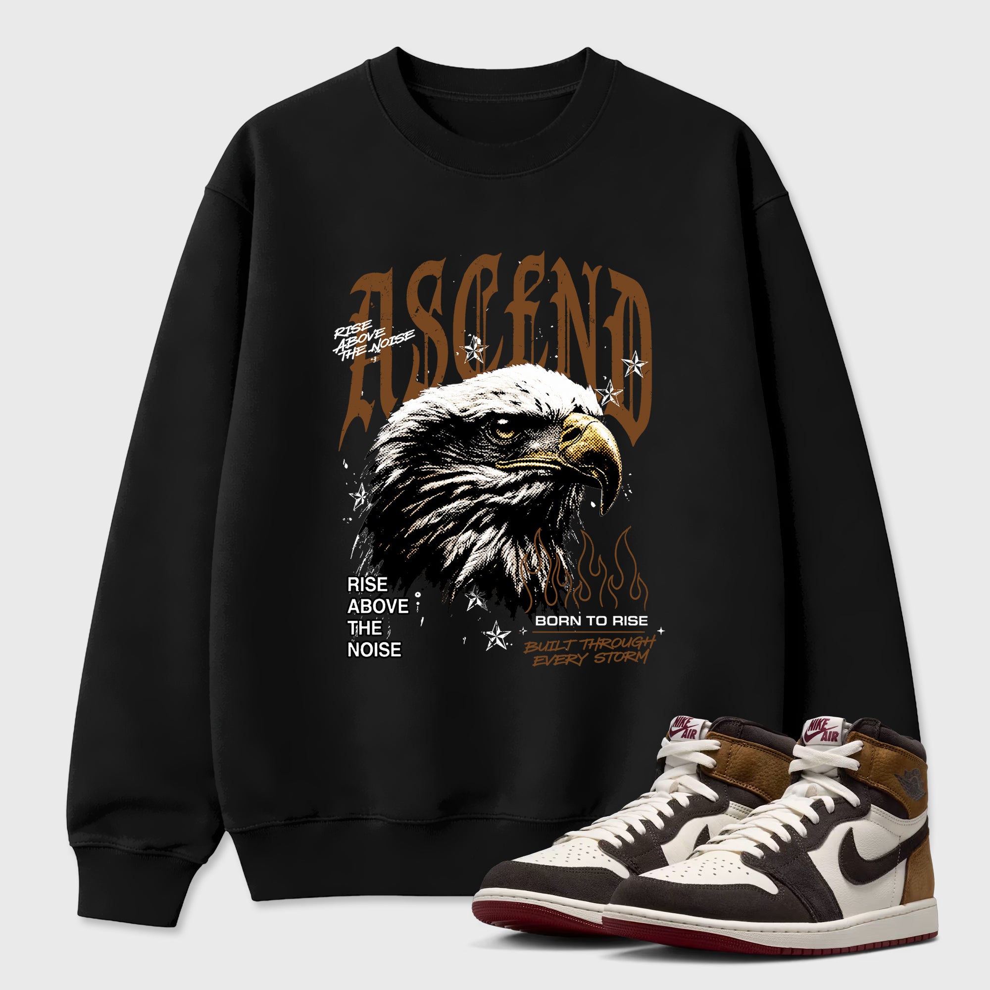 Ascend Beyond Graphic T-Shirt featuring original streetwear artwork designed to match the Air Jordan 1 Love Letter. Black 1 Graphic Tee.