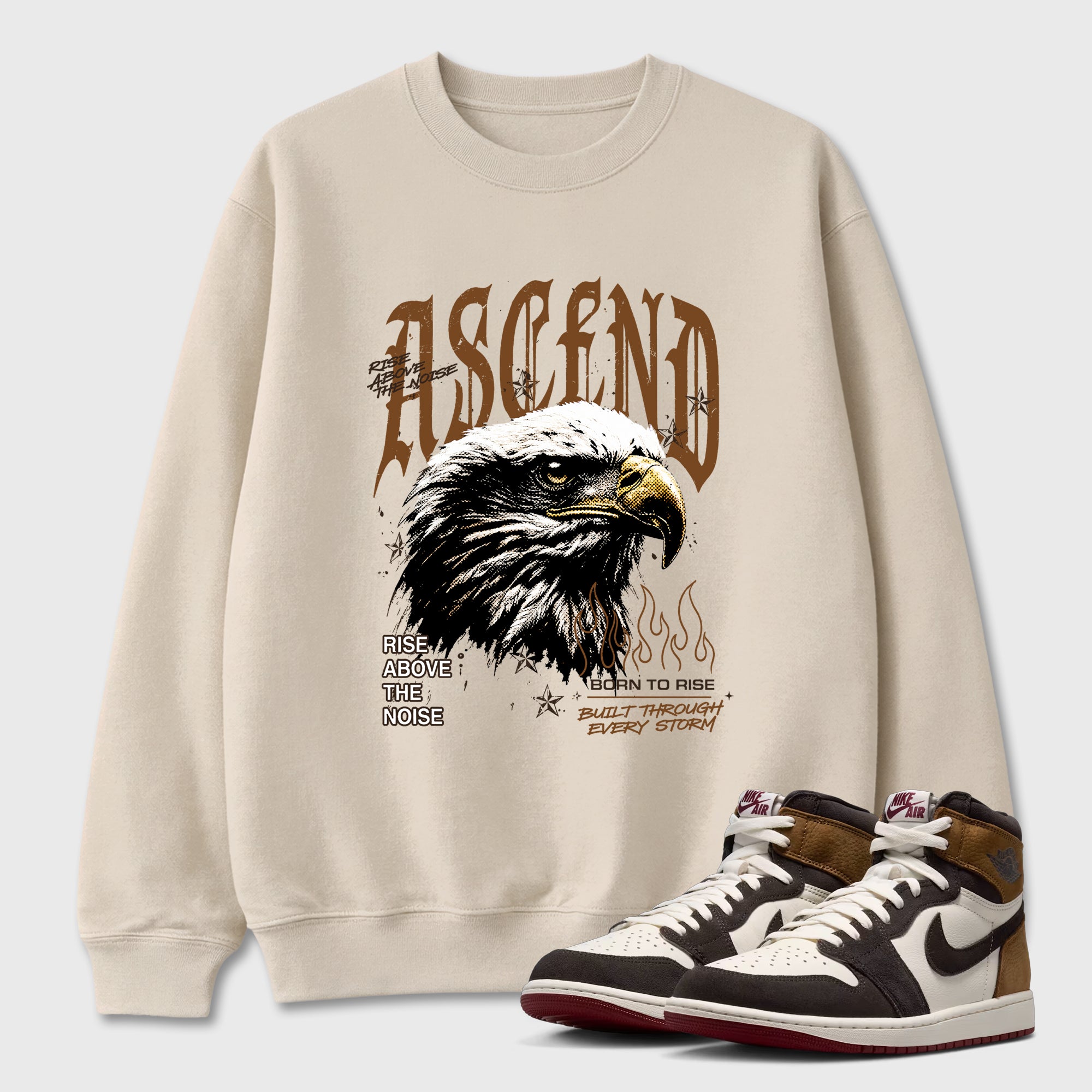 Ascend Beyond Graphic T-Shirt featuring original streetwear artwork designed to match the Air Jordan 1 Love Letter. Natural 1 Graphic Tee.