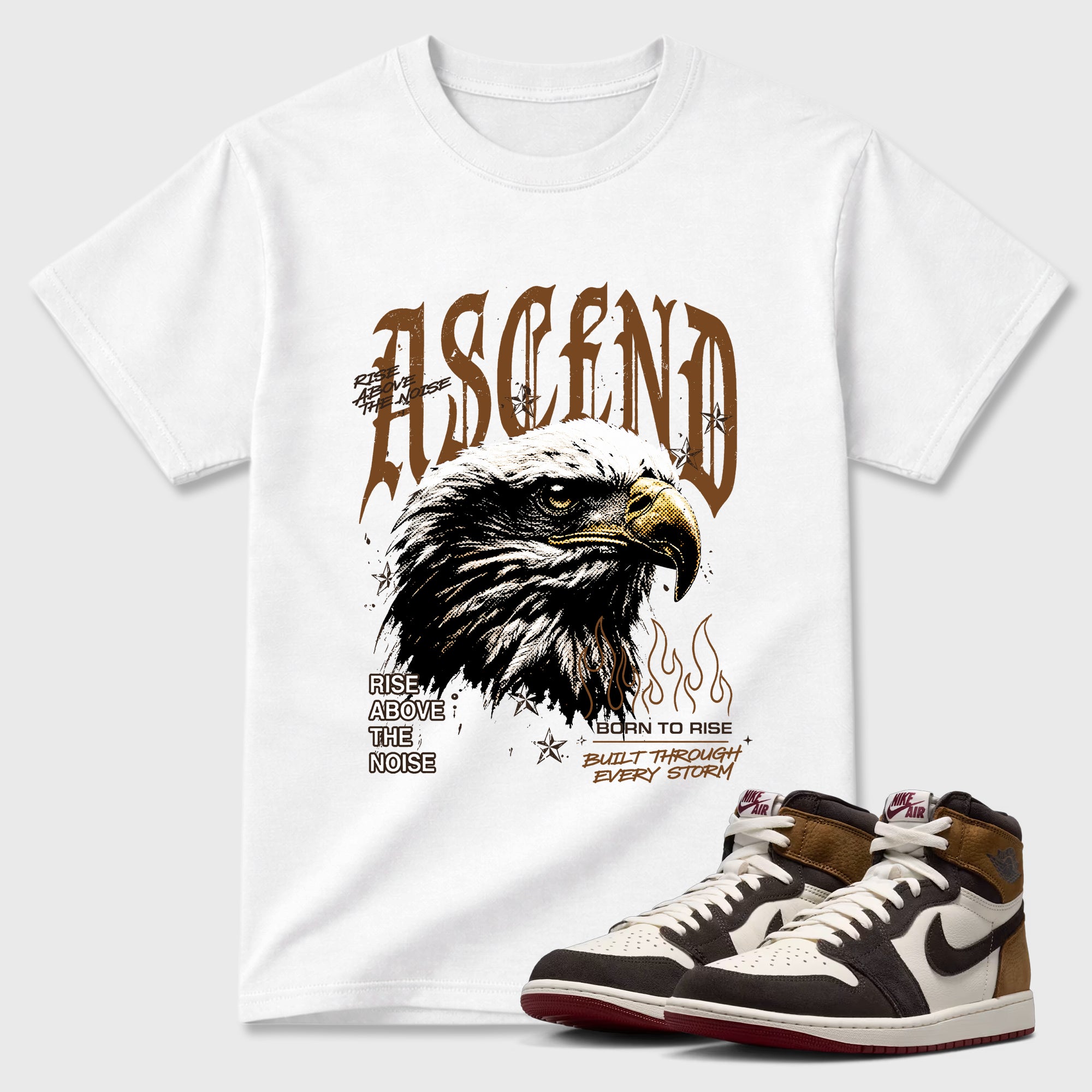 Ascend Beyond Graphic T-Shirt featuring original streetwear artwork designed to match the Air Jordan 1 Love Letter. White 1 Graphic T-Shirt.