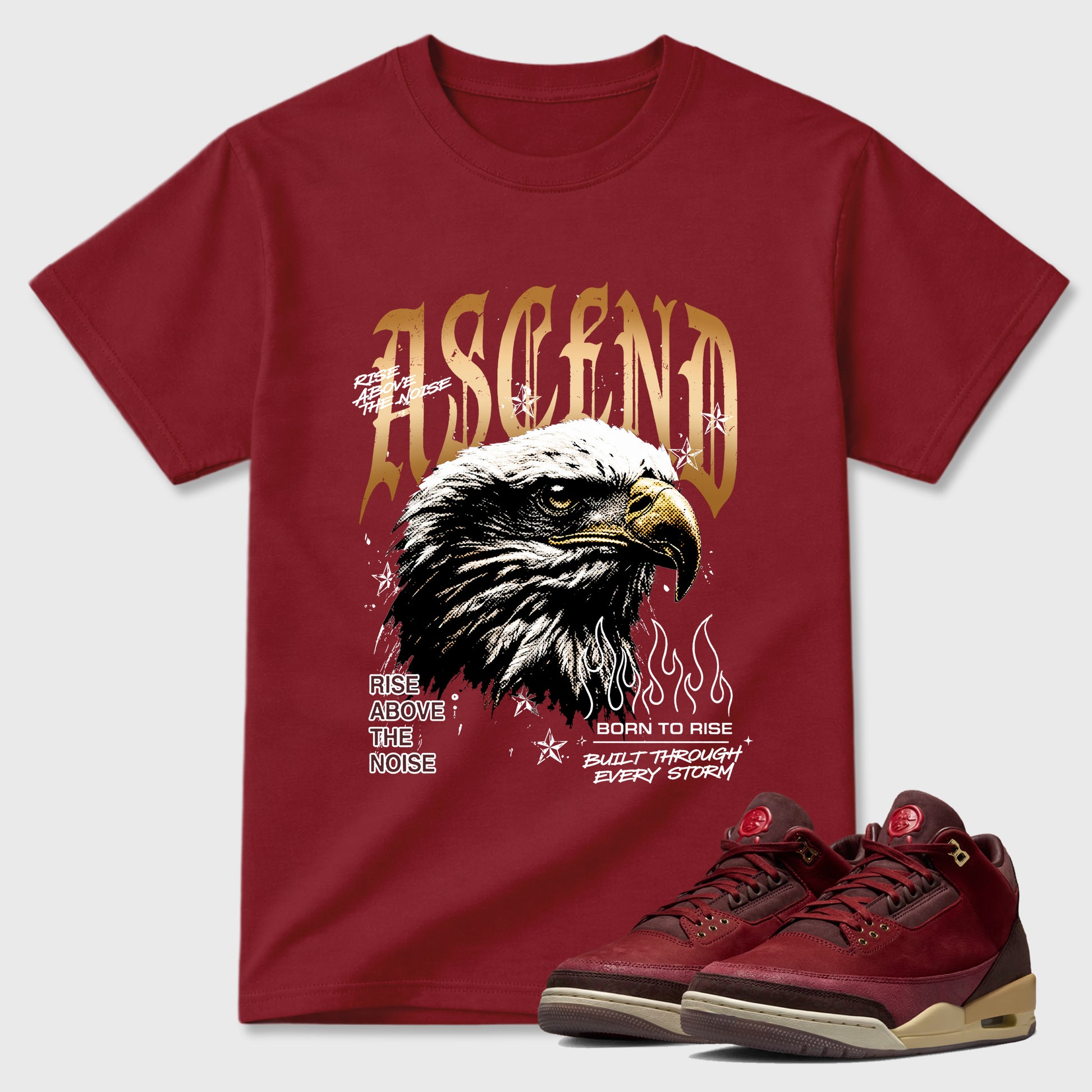 Ascend Beyond Graphic T-Shirt sneaker match tee designed for the Air Jordan 3 Bin 23, featuring coordinated color options for a perfect streetwear match. Cardinal 1 shirt.