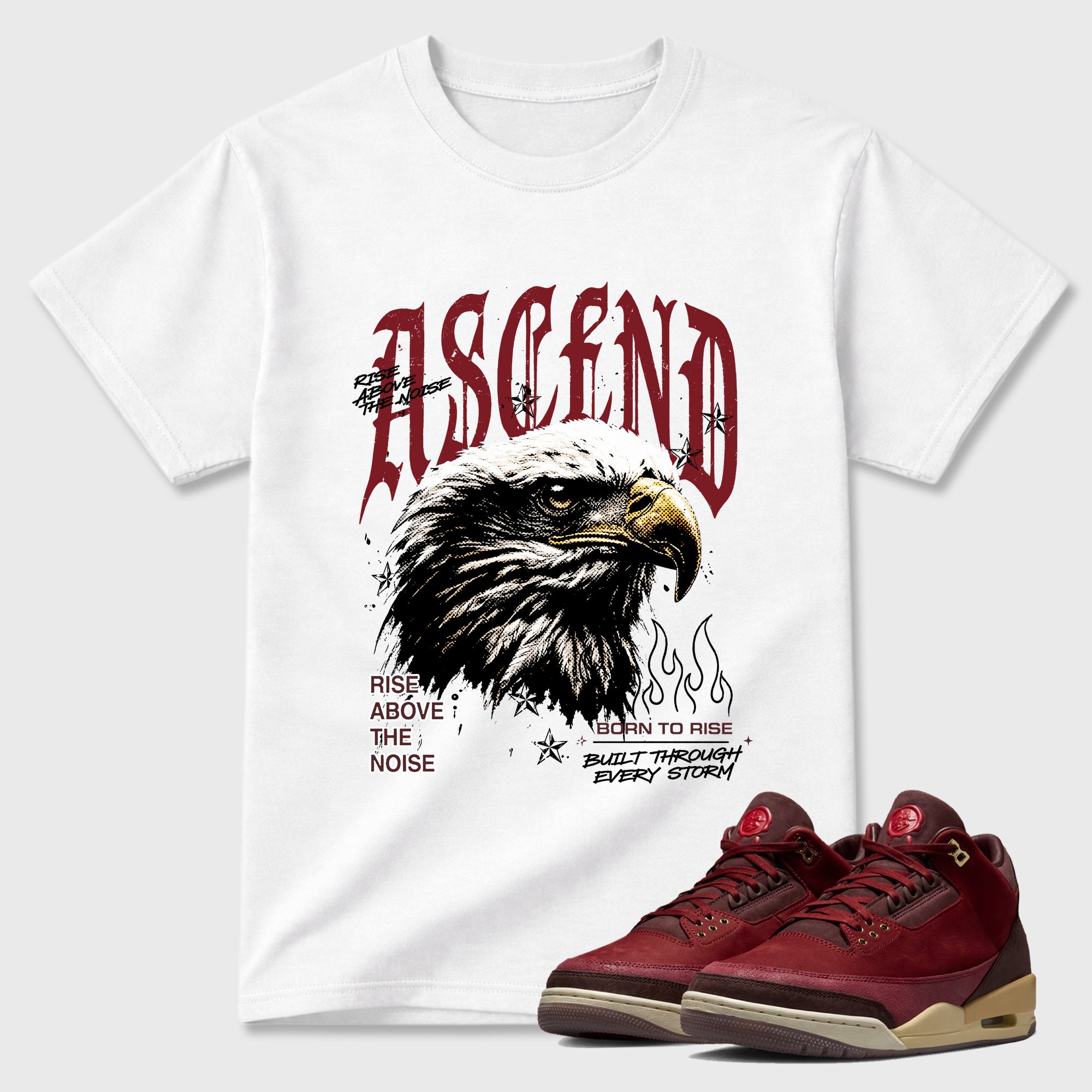 Ascend Beyond Graphic T-Shirt sneaker match tee designed for the Air Jordan 3 Bin 23, featuring coordinated color options for a perfect streetwear match. White 1 shirt.