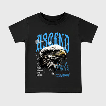 Ascend Beyond affordable baby and kids t-shirt designed to match the Air Jordan 5 Black University Blue, featuring coordinated Black 2 options for the perfect little sneakerhead streetwear look.