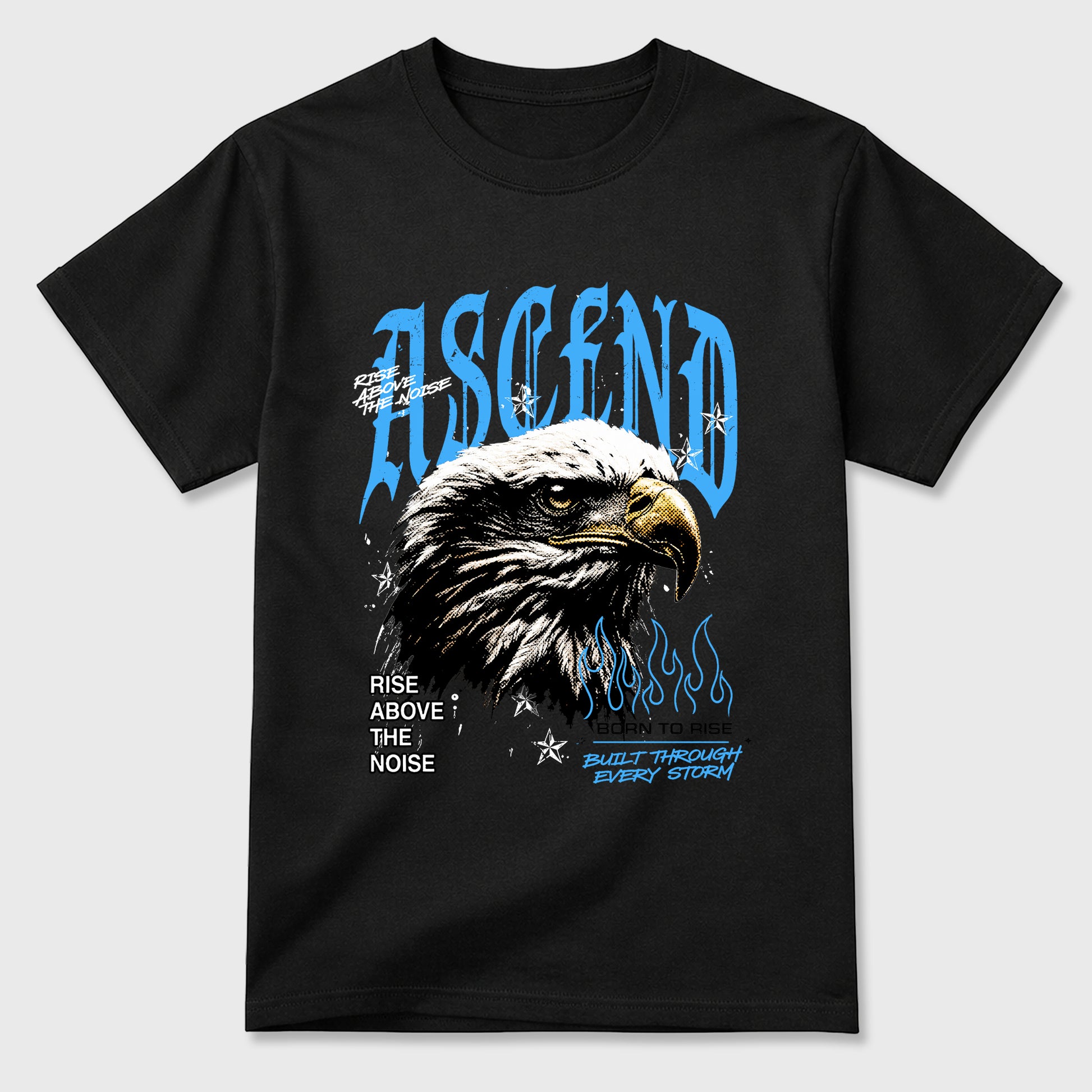 Ascend Beyond Graphic T-Shirt sneaker match tee designed for the Air Jordan 5 Black University Blue, featuring coordinated color options for a perfect streetwear match. Black 2 shirt.