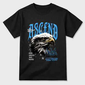 Ascend Beyond Graphic T-Shirt sneaker match tee designed for the Air Jordan 5 Black University Blue, featuring coordinated color options for a perfect streetwear match. Black 2 shirt.