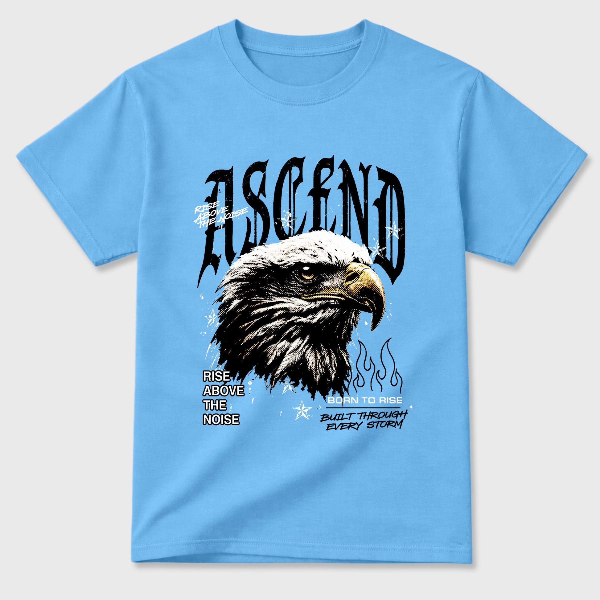 Ascend Beyond Graphic T-Shirt sneaker match tee designed for the Air Jordan 5 Black University Blue, featuring coordinated color options for a perfect streetwear match. Carolina Blue 2 shirt.
