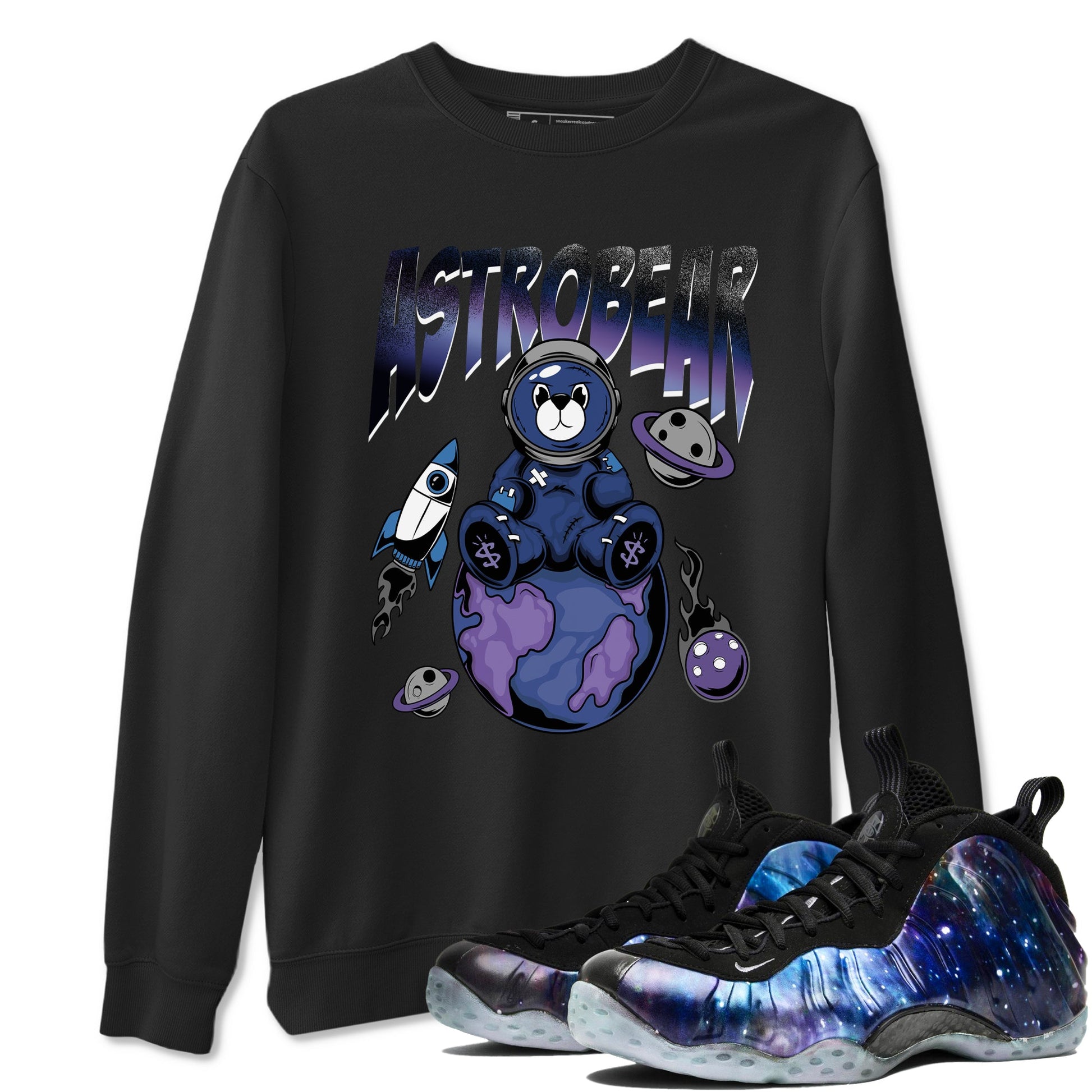 Air Foamposite One Galaxy Shirts To Match Jordans Astrobear Sneaker Shirts Air Foamposite 1 Galaxy SNRT Sneaker Release Tees Unisex Cotton Crew Neck Black 1 crew neck shirts