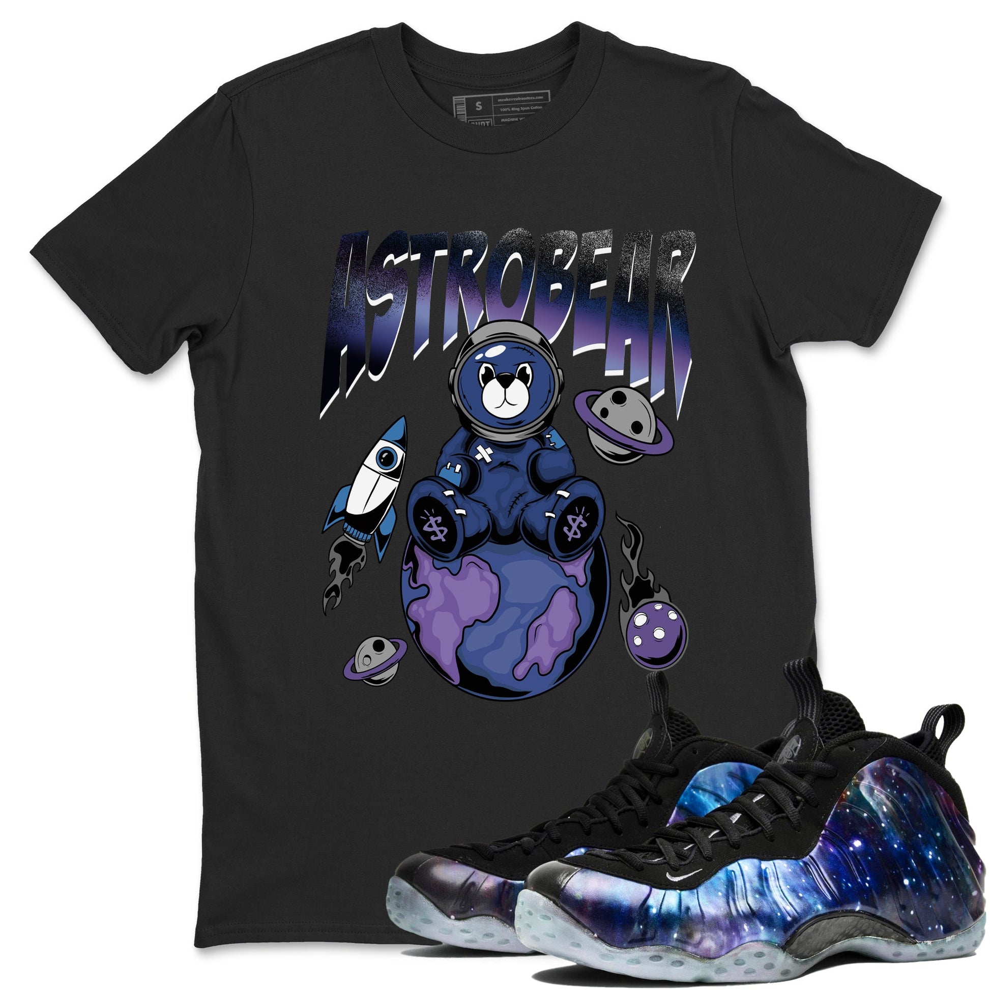 Air Foamposite One Galaxy Shirts To Match Jordans Astrobear Sneaker Shirts Air Foamposite 1 Galaxy SNRT Sneaker Release Tees Unisex Cotton Crew Neck Crew Neck Black 1 crew neck shirts