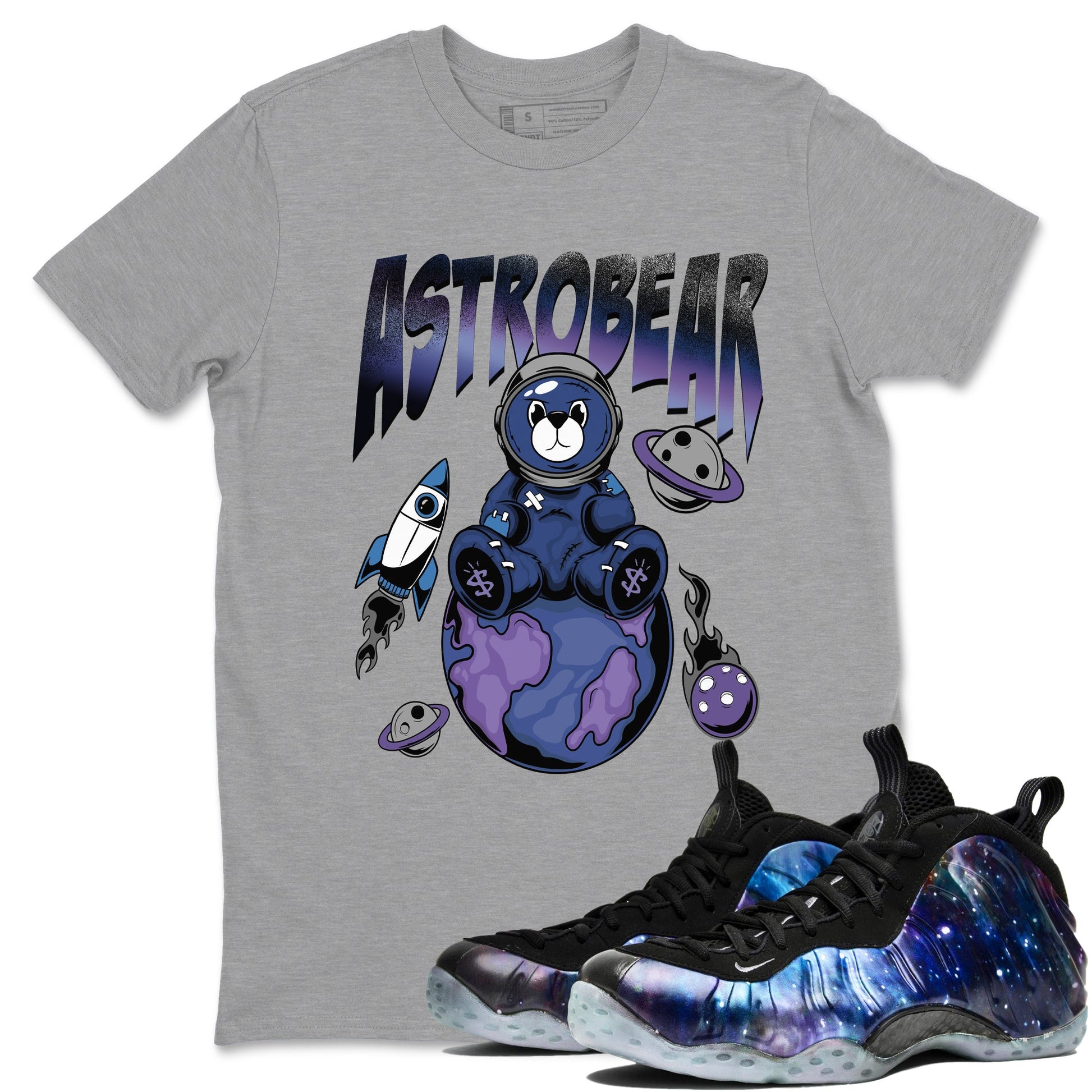 Air Foamposite One Galaxy Shirts To Match Jordans Astrobear Sneaker Shirts Air Foamposite 1 Galaxy SNRT Sneaker Release Tees Unisex Cotton Crew Neck Heather Grey 1 crew neck shirts