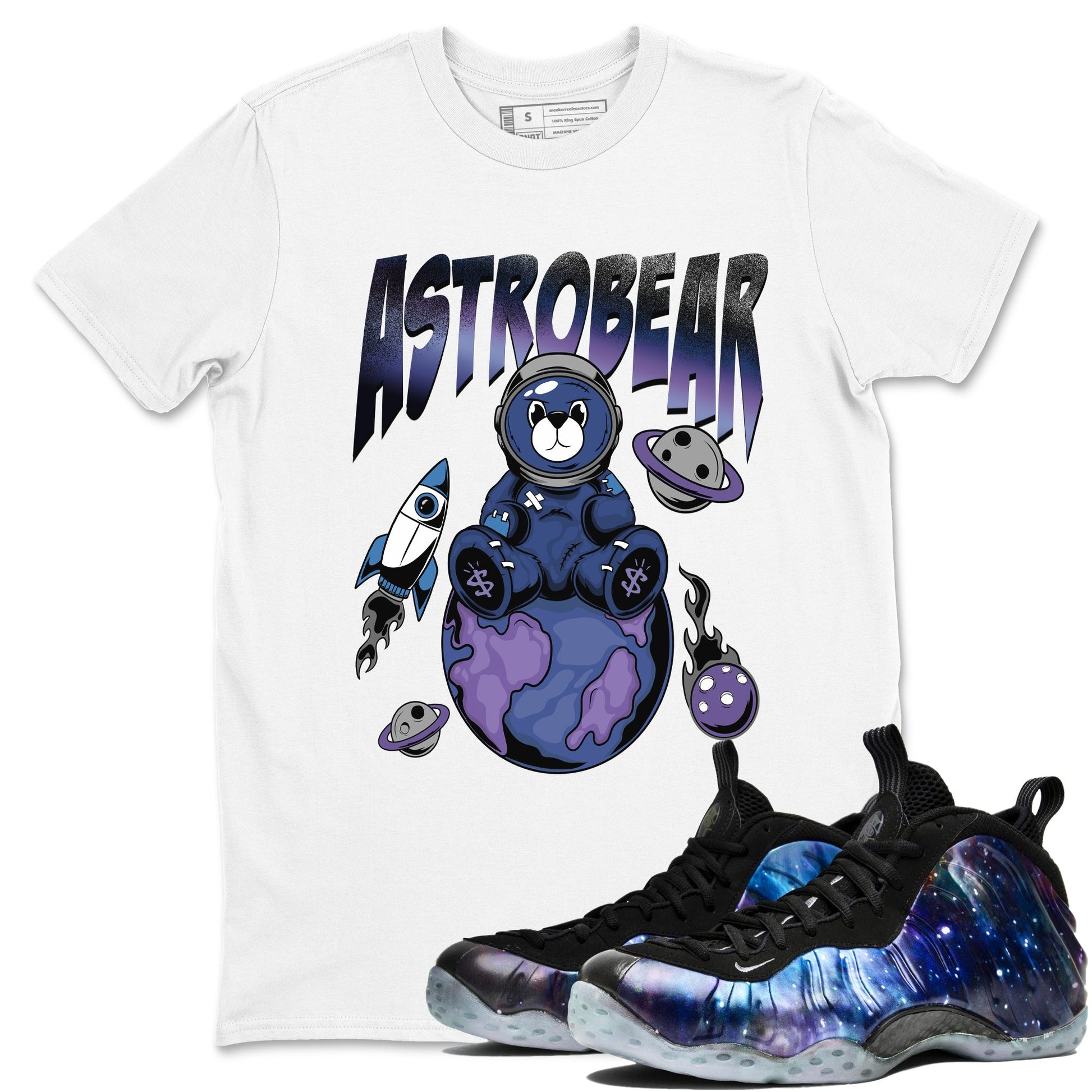 Air Foamposite One Galaxy Shirts To Match Jordans Astrobear Sneaker Shirts Air Foamposite 1 Galaxy SNRT Sneaker Release Tees Unisex Cotton Crew Neck White 1 crew neck shirts