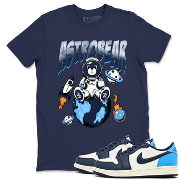 1s Obsidian shirts to match jordans Astrobear shirts to match Jordans AJ1 Retro Low OG Obsidian match shoes to clothes SNRT Sneaker Tees unisex cotton Navy 1 shirts