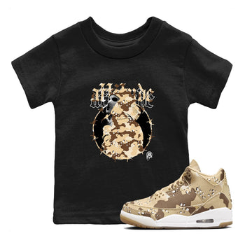 AJ3 Desert Camo shirts to match jordans Attitude sneaker match tees Air Jordan 3 Desert Camo SNRT Sneaker Tees streetwear brand Baby and Youth Black 1 cotton tee
