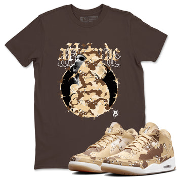 AJ3 Desert Camo shirts to match jordans Attitude sneaker match tees Air Jordan 3 Desert Camo SNRT Sneaker Tees streetwear brand Dark Chocolate 1 unisex cotton tee