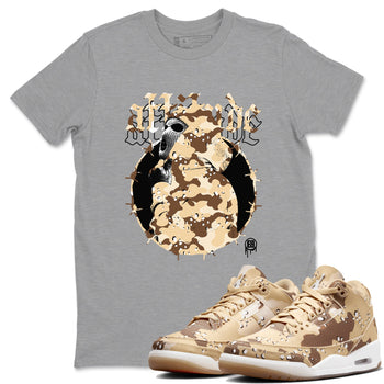 AJ3 Desert Camo shirts to match jordans Attitude sneaker match tees Air Jordan 3 Desert Camo SNRT Sneaker Tees streetwear brand Heather Grey 1 unisex cotton tee