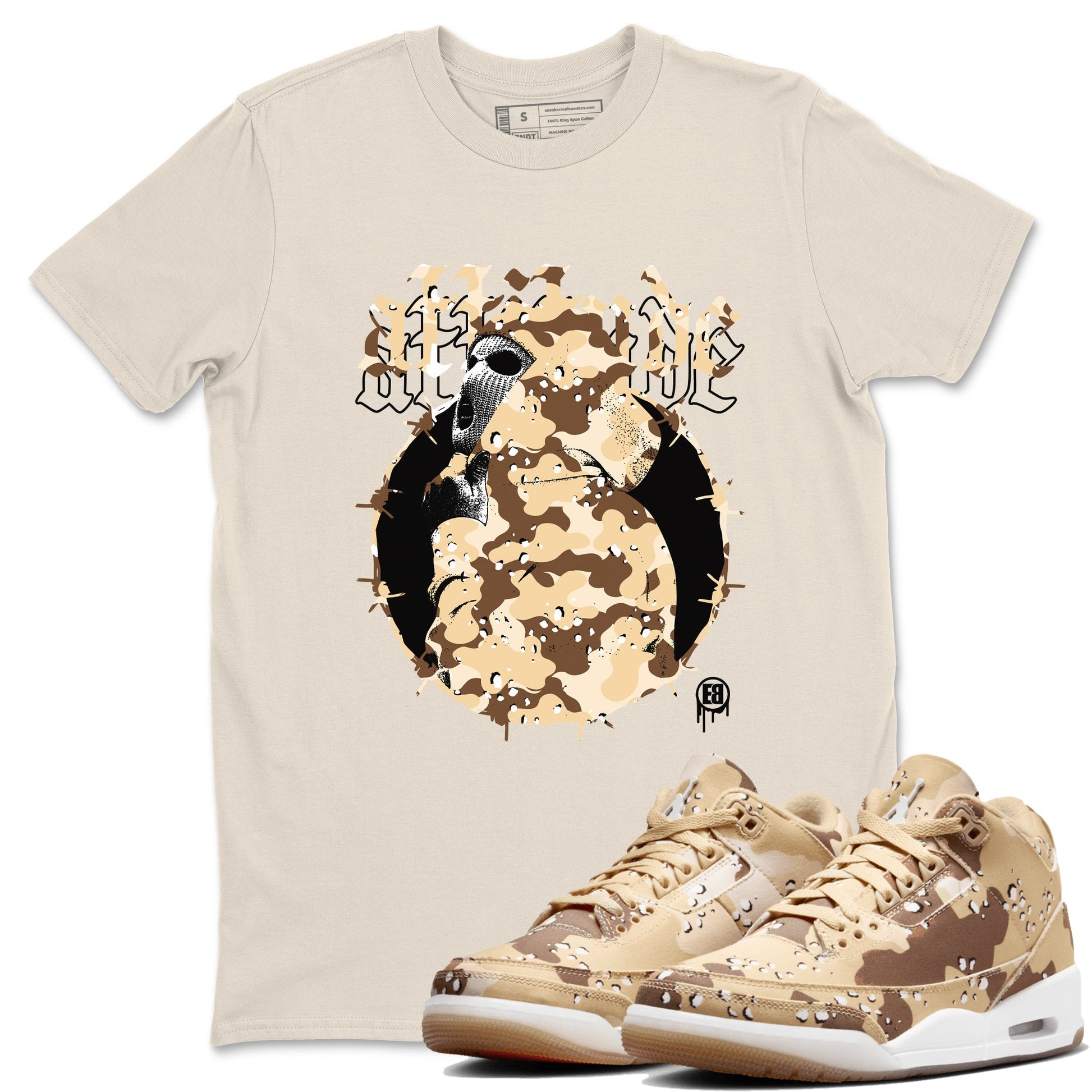 AJ3 Desert Camo shirts to match jordans Attitude sneaker match tees Air Jordan 3 Desert Camo SNRT Sneaker Tees streetwear brand Natural 1 unisex cotton tee