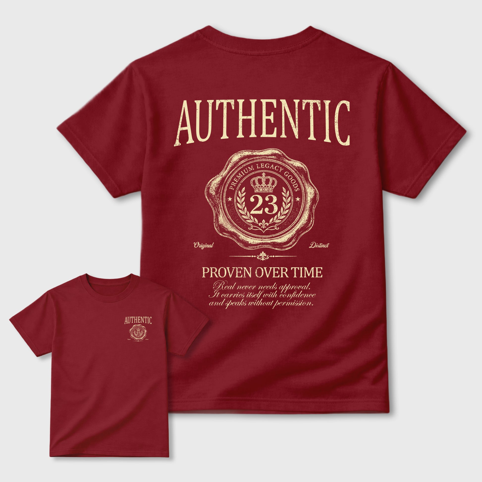 Authentic Graphic T-Shirt sneaker match tee designed for the 3s Burgundy Crush, featuring coordinated color options for a perfect streetwear match. Cardinal shirt.
