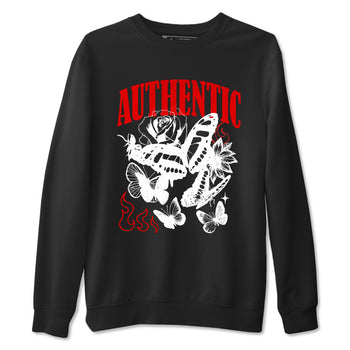 Authentic Flame sneaker match t-shirt styled to complete your fit with the Air Jordan 5 Fire Red sneakers, shown in Black 2.