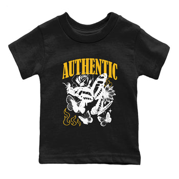 Sneaker match tees – Sneaker Tees To Match Jordan 5 Varsity Maize and Wolf Grey Shoes – Authentic Flame Kids T-Shirt Black 2