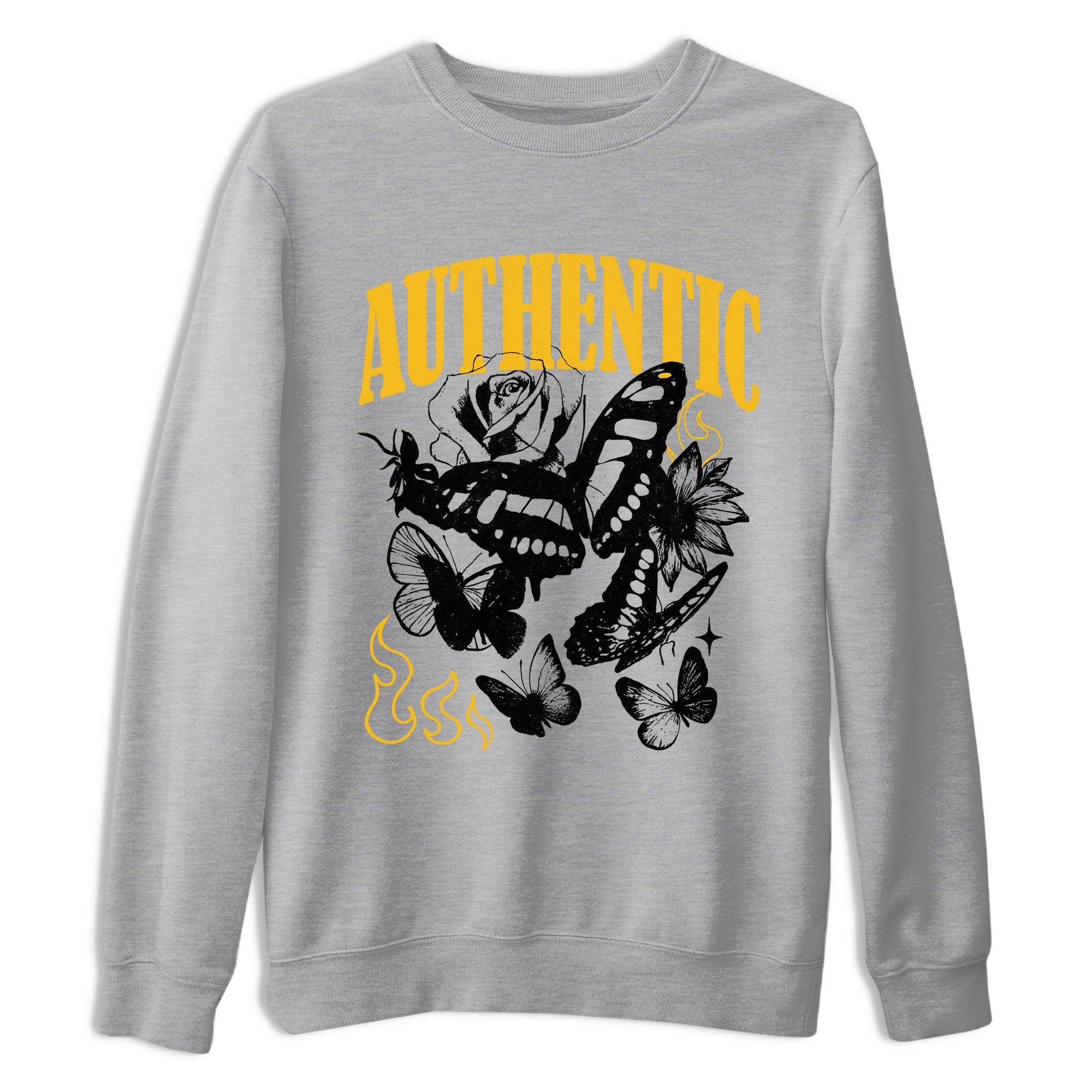 Sneaker match tees – Sneaker Tees To Match Jordan 5 Varsity Maize and Wolf Grey Shoes – Authentic Flame Tee Heather Grey 2