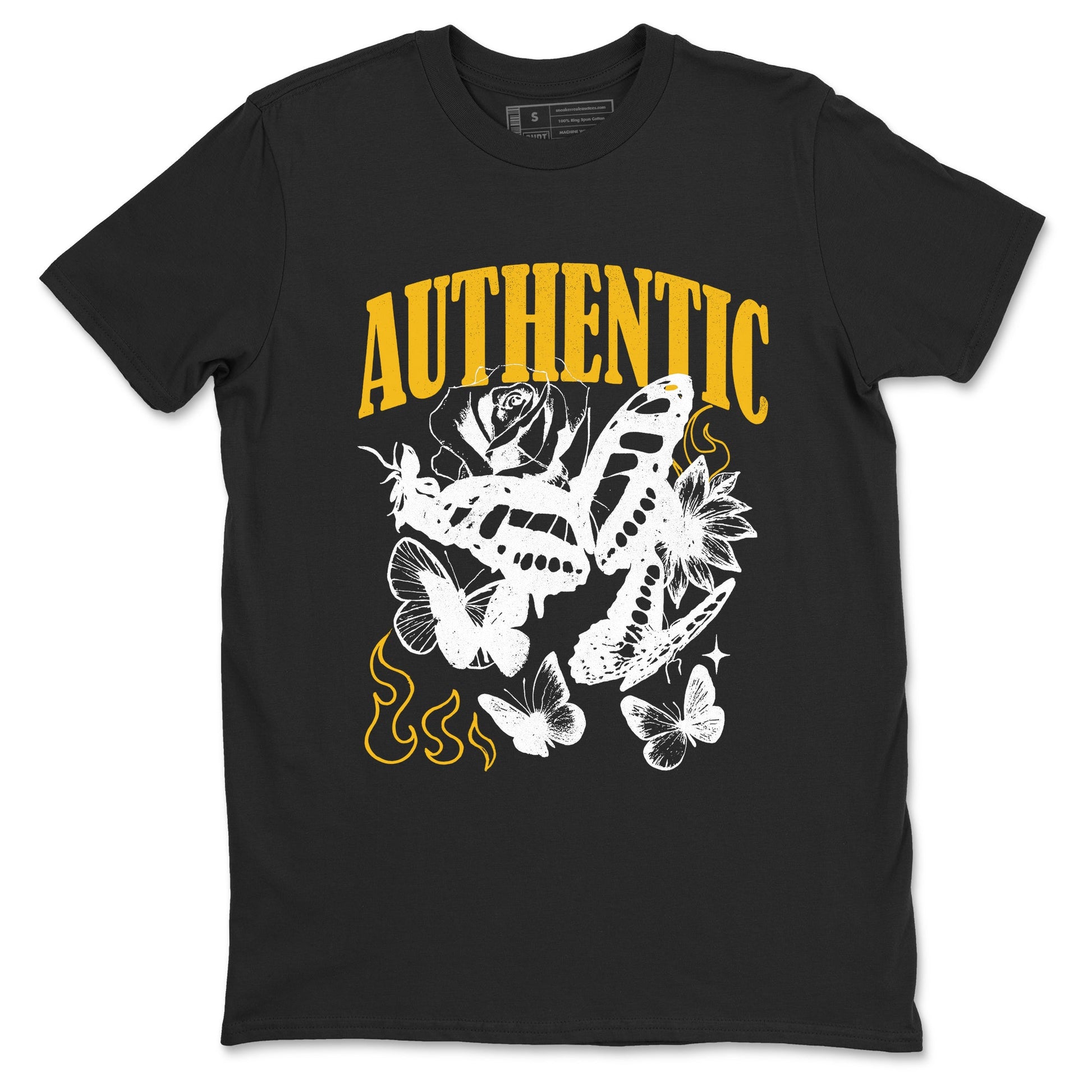 Sneaker match tees – Sneaker Tees To Match Jordan 5 Varsity Maize and Wolf Grey Shoes – Authentic Flame Tee Black 2