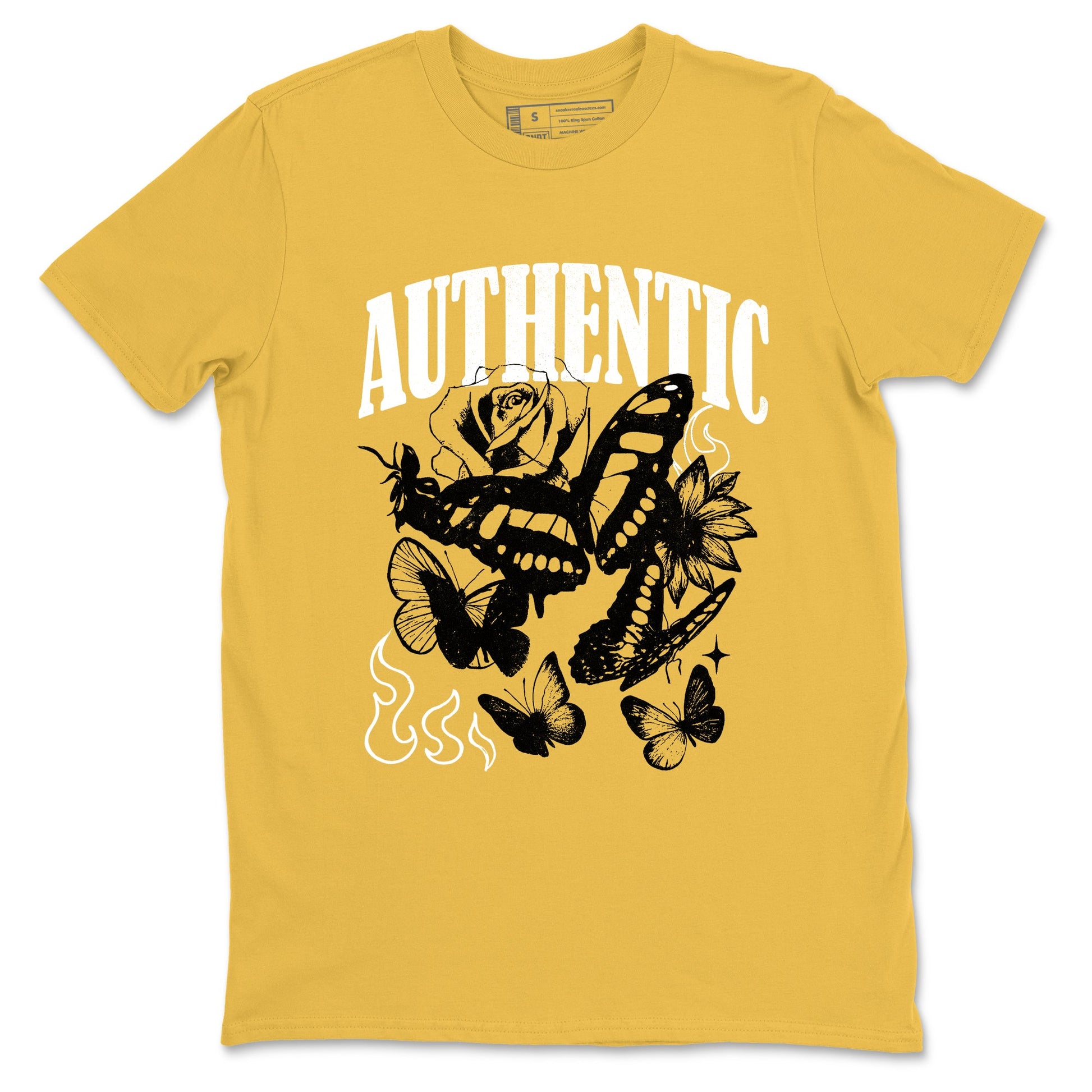 Sneaker match tees – Sneaker Tees To Match Jordan 5 Varsity Maize and Wolf Grey Shoes – Authentic Flame Tee Daisy 2