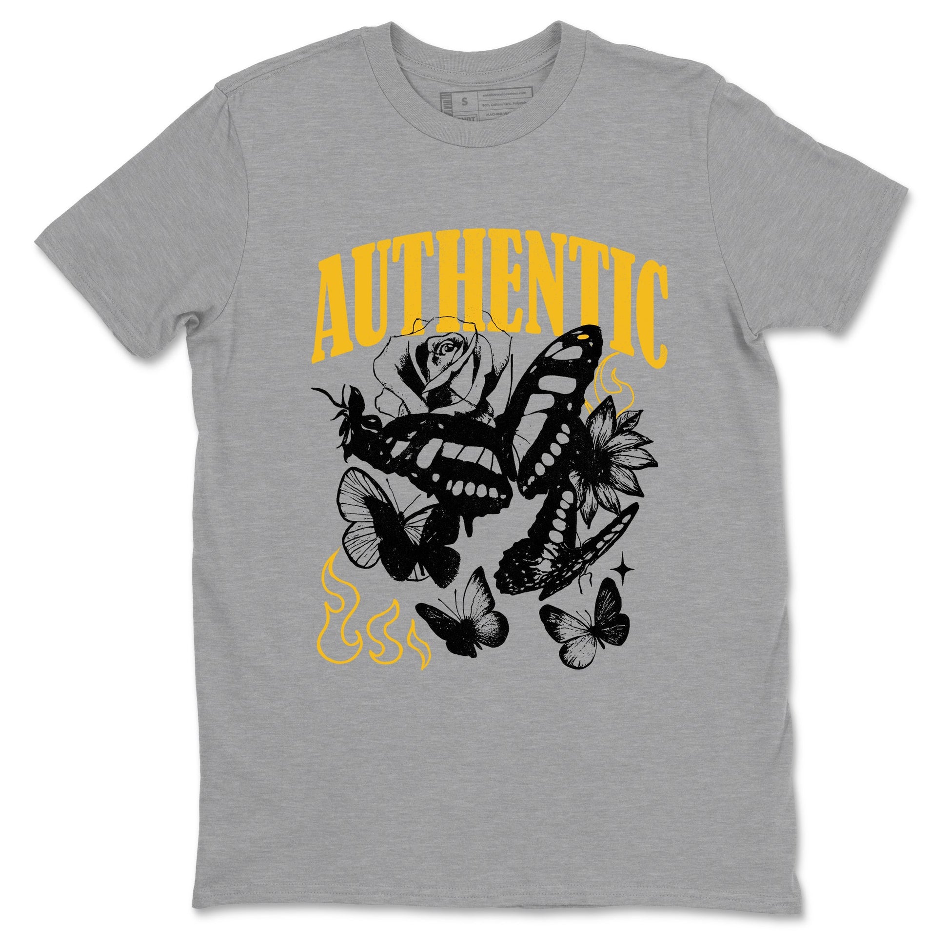 Sneaker match tees – Sneaker Tees To Match Jordan 5 Varsity Maize and Wolf Grey Shoes – Authentic Flame Tee Heather Grey 2