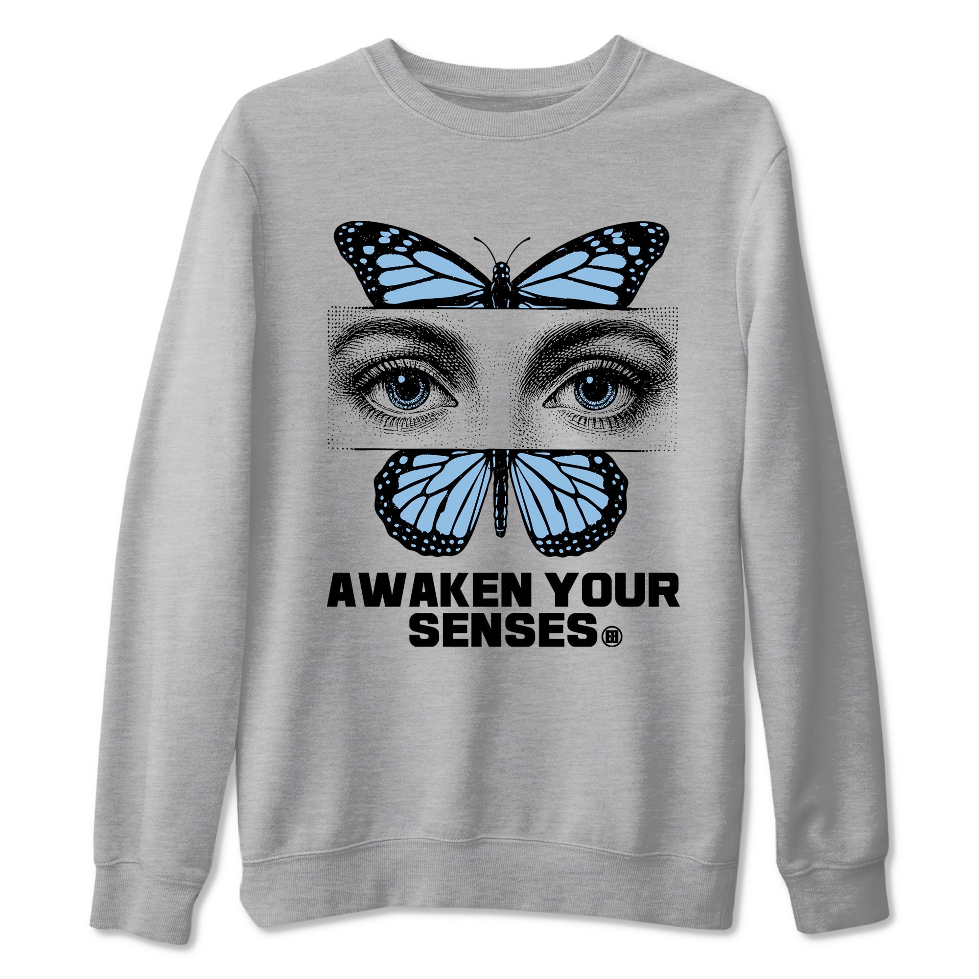Awaken Your Senses sneaker match t-shirt styled to complete your fit with the Air Foamposite One Psychic Blue sneakers, shown in Heather Grey 2.