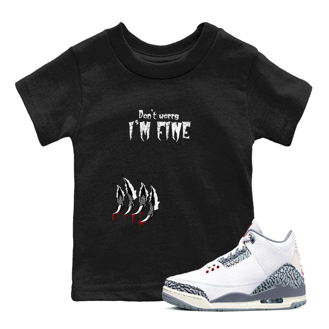 I'm Fine SNRT Sneaker Tees Kids - Air Jordan 3 Cement Grey - SNRT Sneaker T-shirts