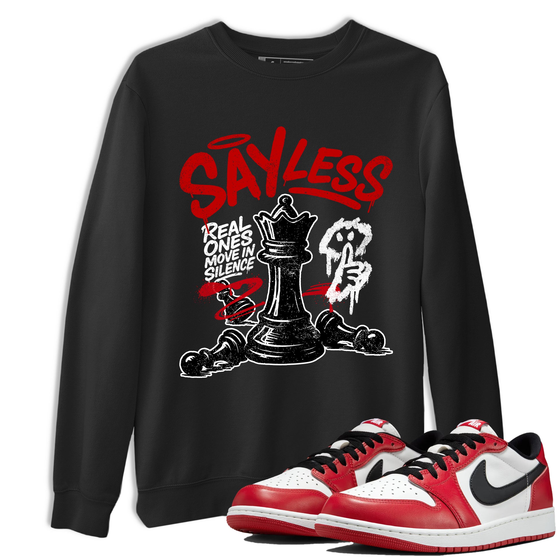 Say Less SNRT Sneaker Tees - Air Jordan 1 Low Chicago - SNRT Sneaker T-shirts