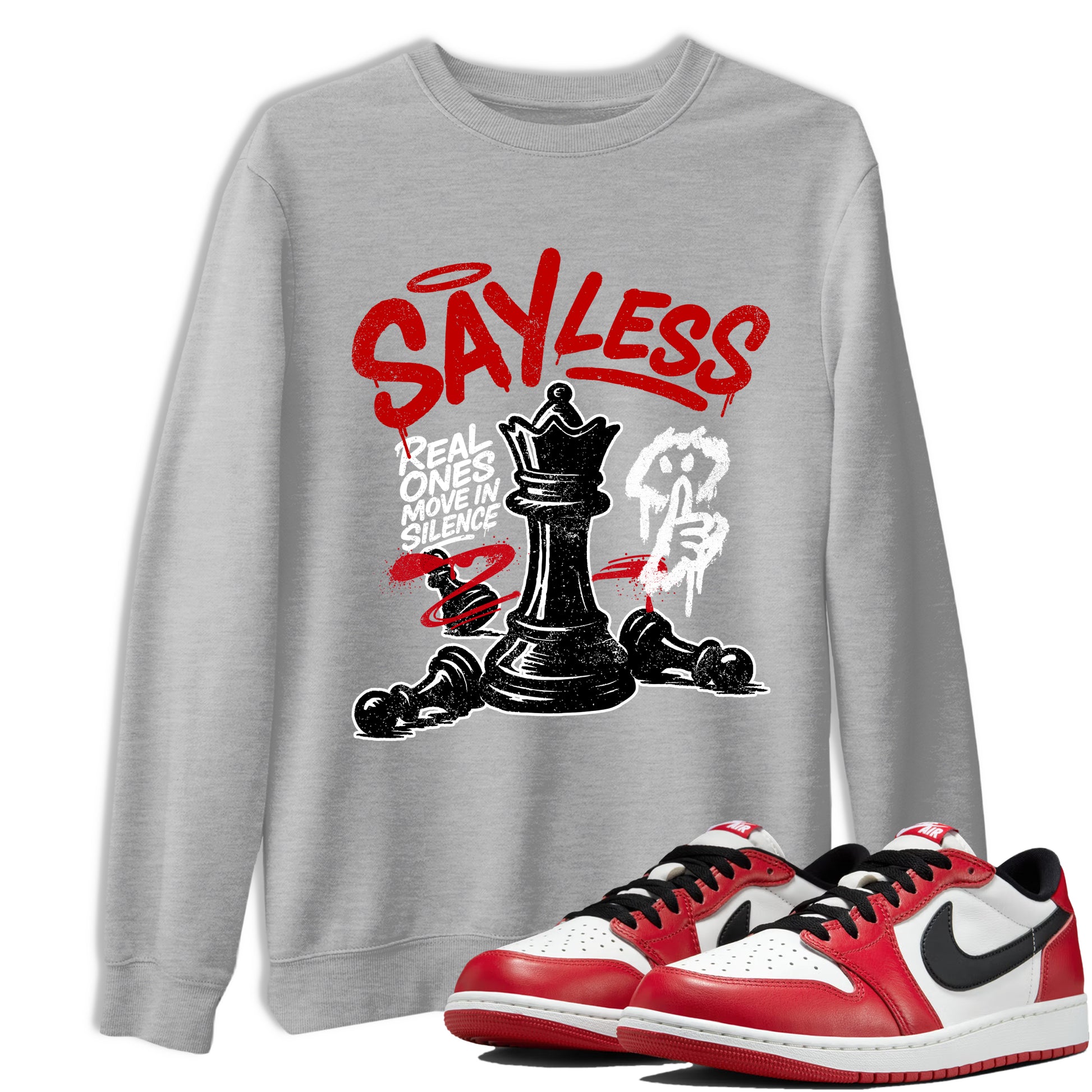 Say Less SNRT Sneaker Tees - Air Jordan 1 Low Chicago - SNRT Sneaker T-shirts