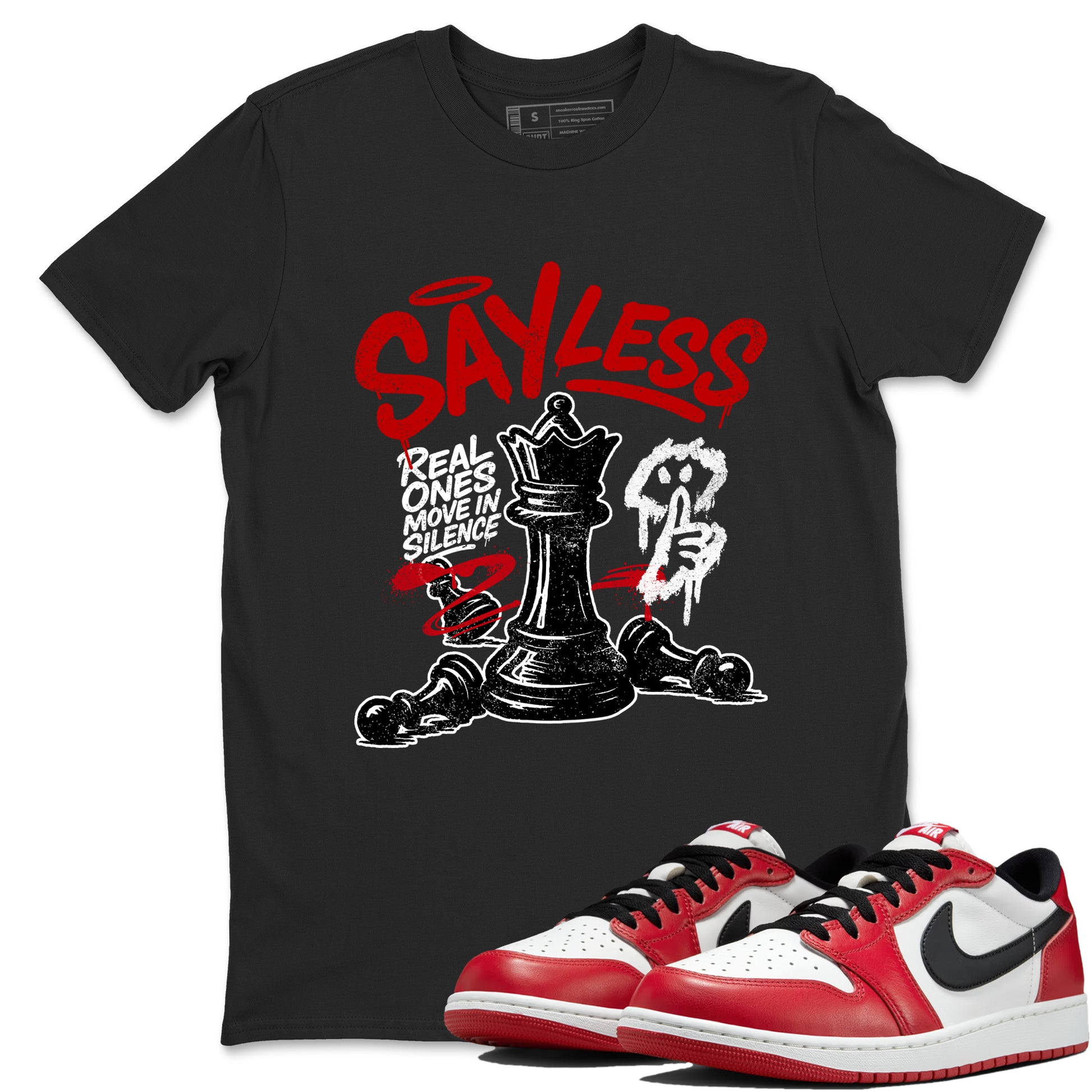 Say Less SNRT Sneaker Tees - Air Jordan 1 Low Chicago - SNRT Sneaker T-shirts