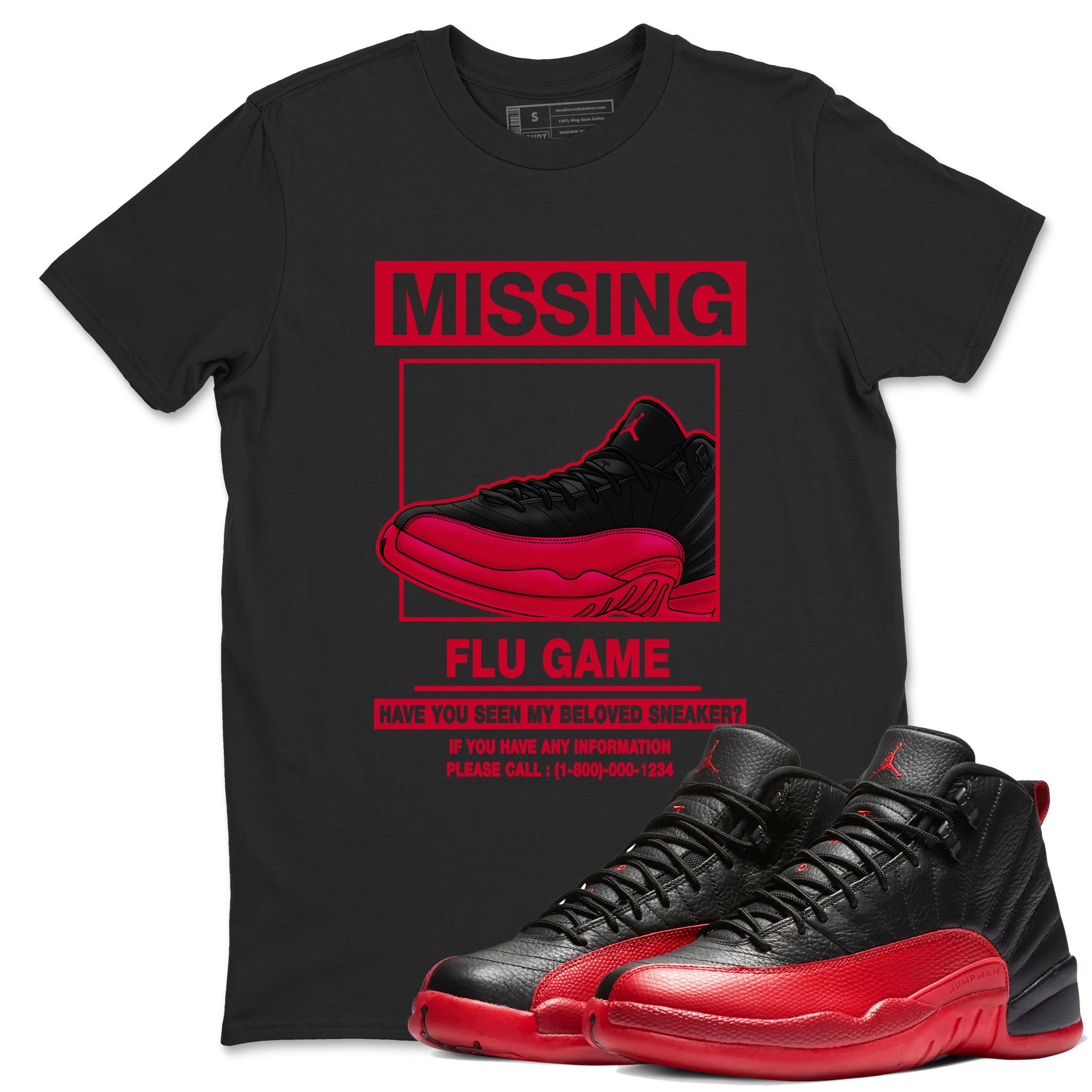 Missing Sneaker SNRT Sneaker Tees - Air Jordan 12 Flu Game - SNRT Sneaker T-shirts